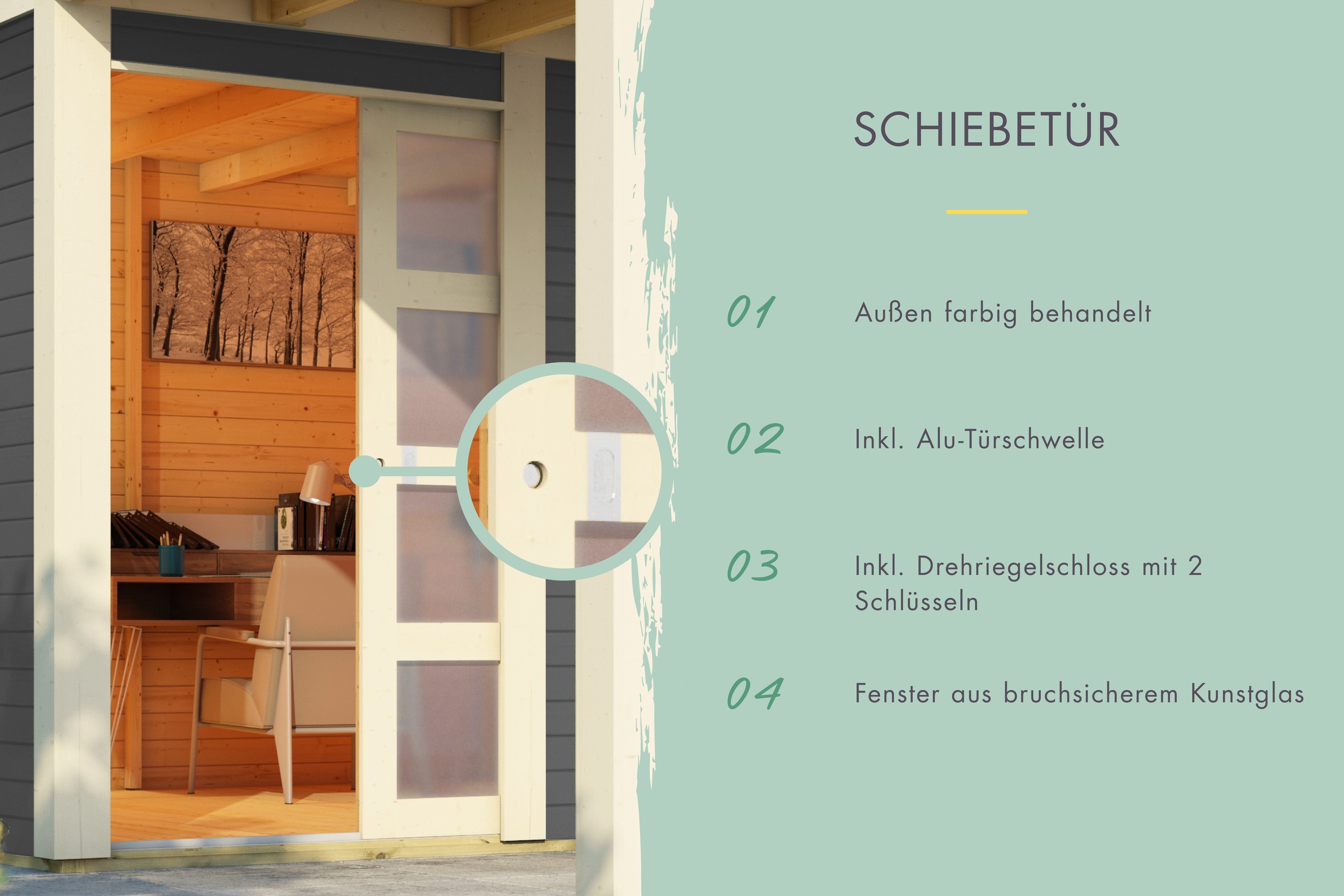 Thumbnail - KONIFERA Gartenhaus "Cubus 1" inkl. Anbaudach