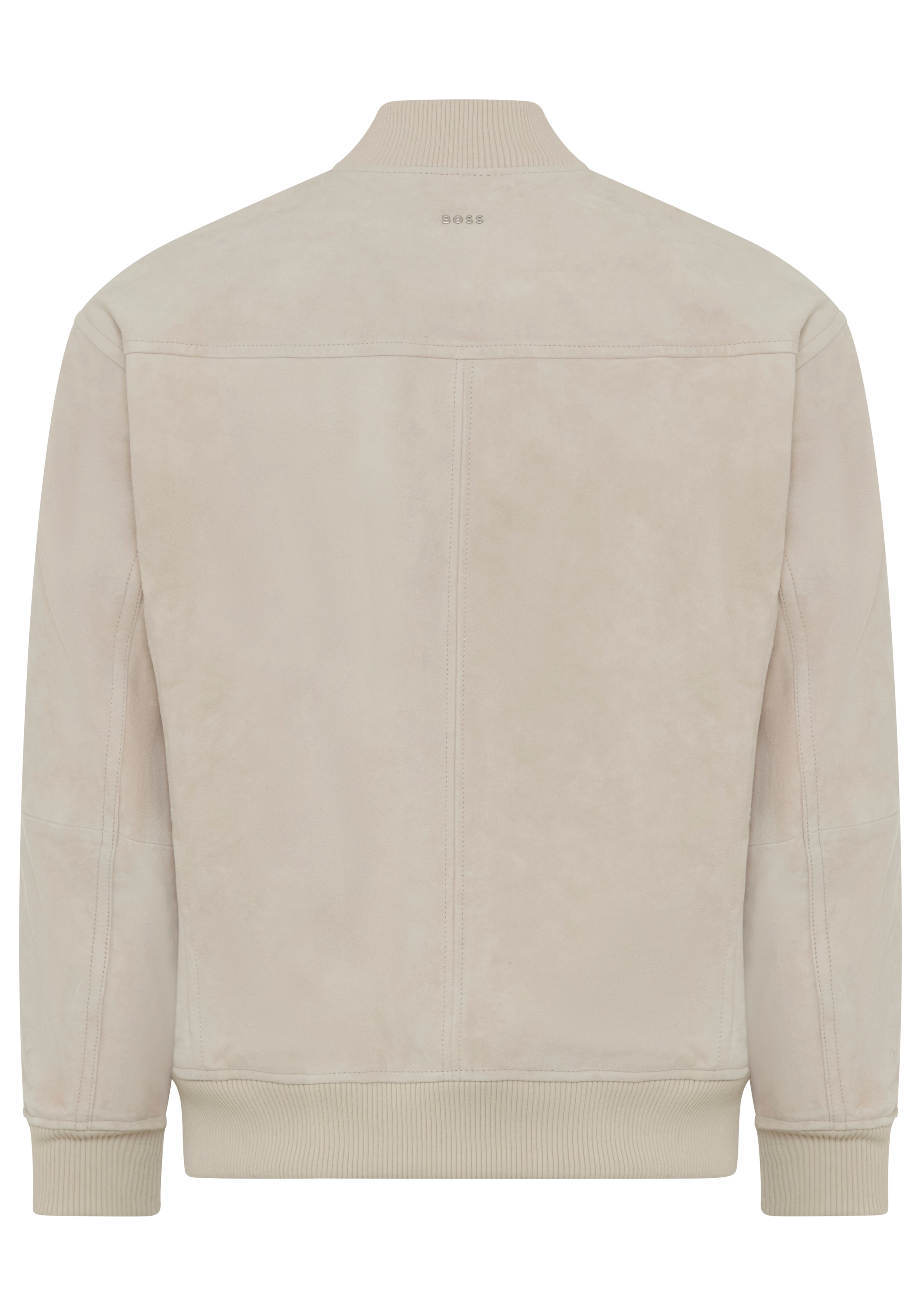 BOSS ORANGE Lederjacke »Jonorve« Weiches Ziegenveloursleder, Relaxed Fit, Rippstrickbündchen