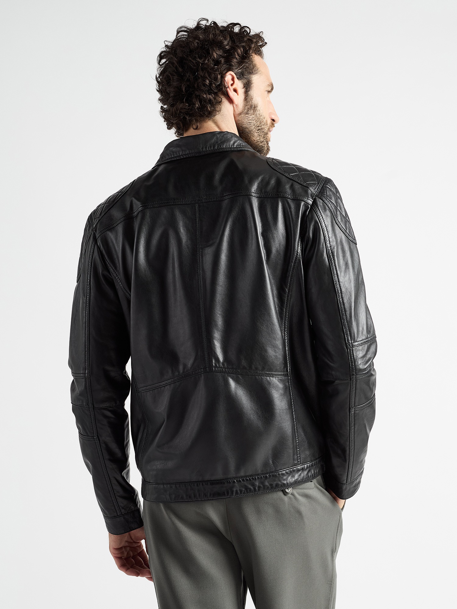 JCC 3102232 Men's Leather Jacket Black Size 56 3