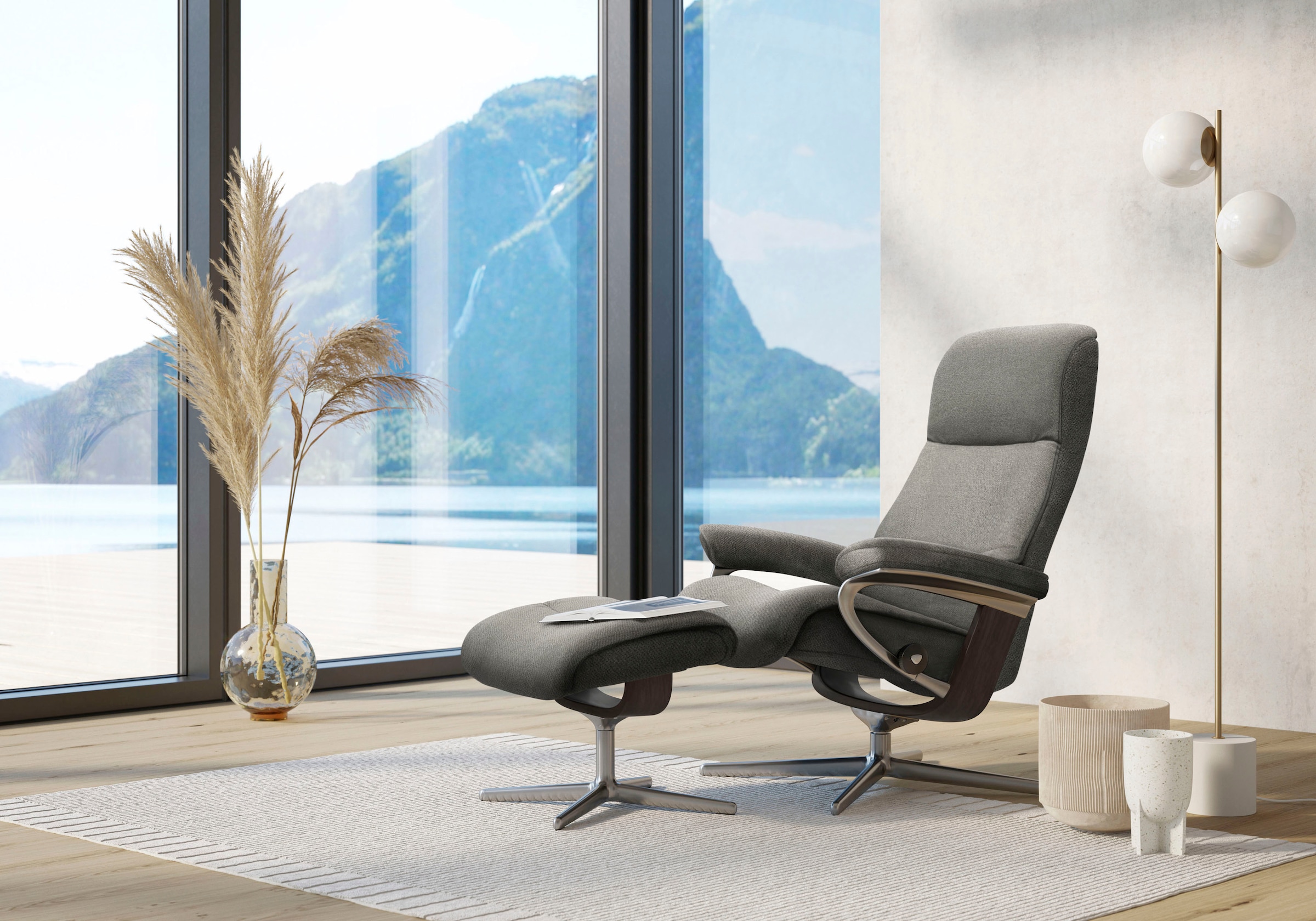 Stressless Fußhocker "View", mit Cross Base, Größe S, M & L, Holzakzent Wenge