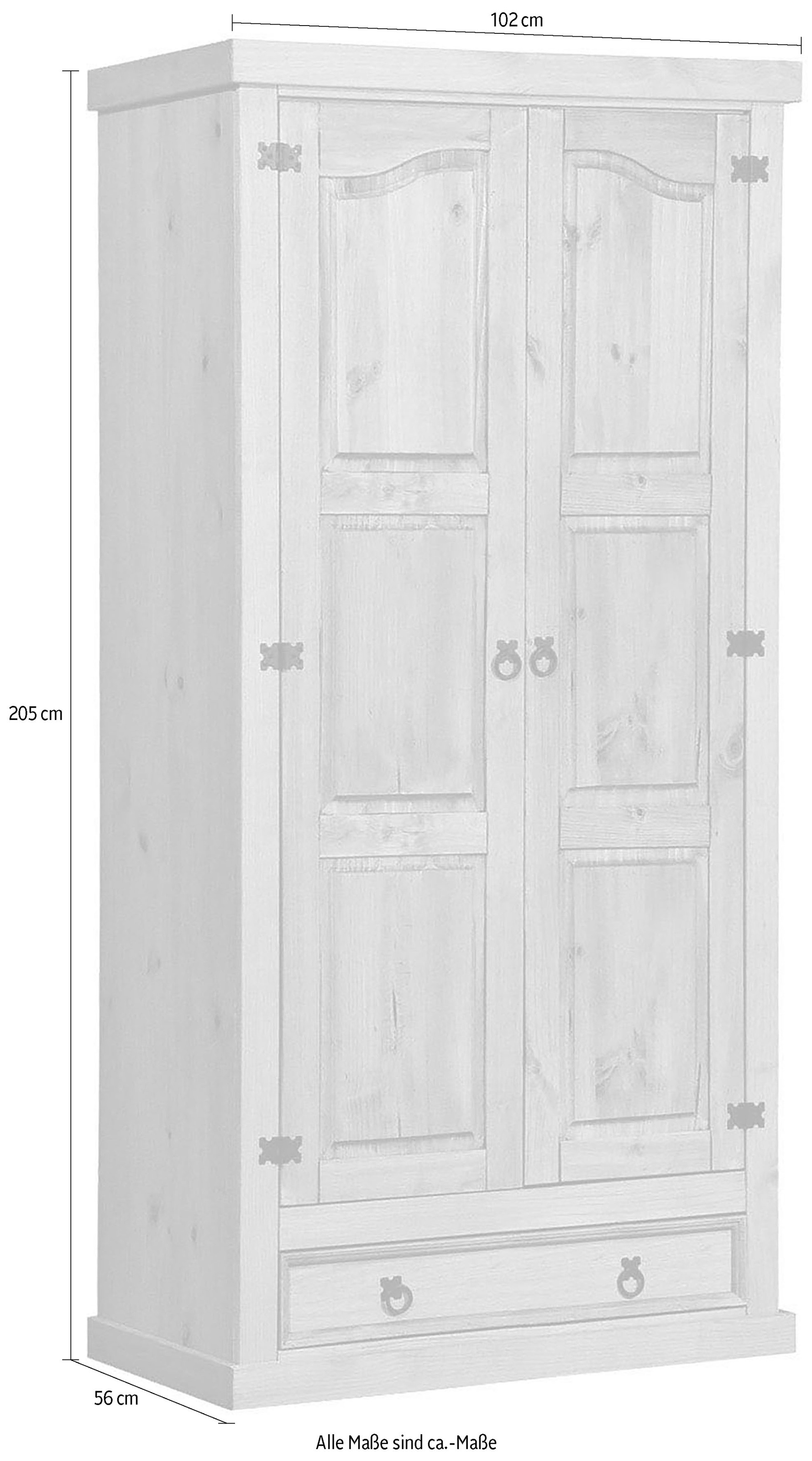 Home affaire Kleiderschrank, (1 St.), Holzoberfläche honigfarbend gewachst