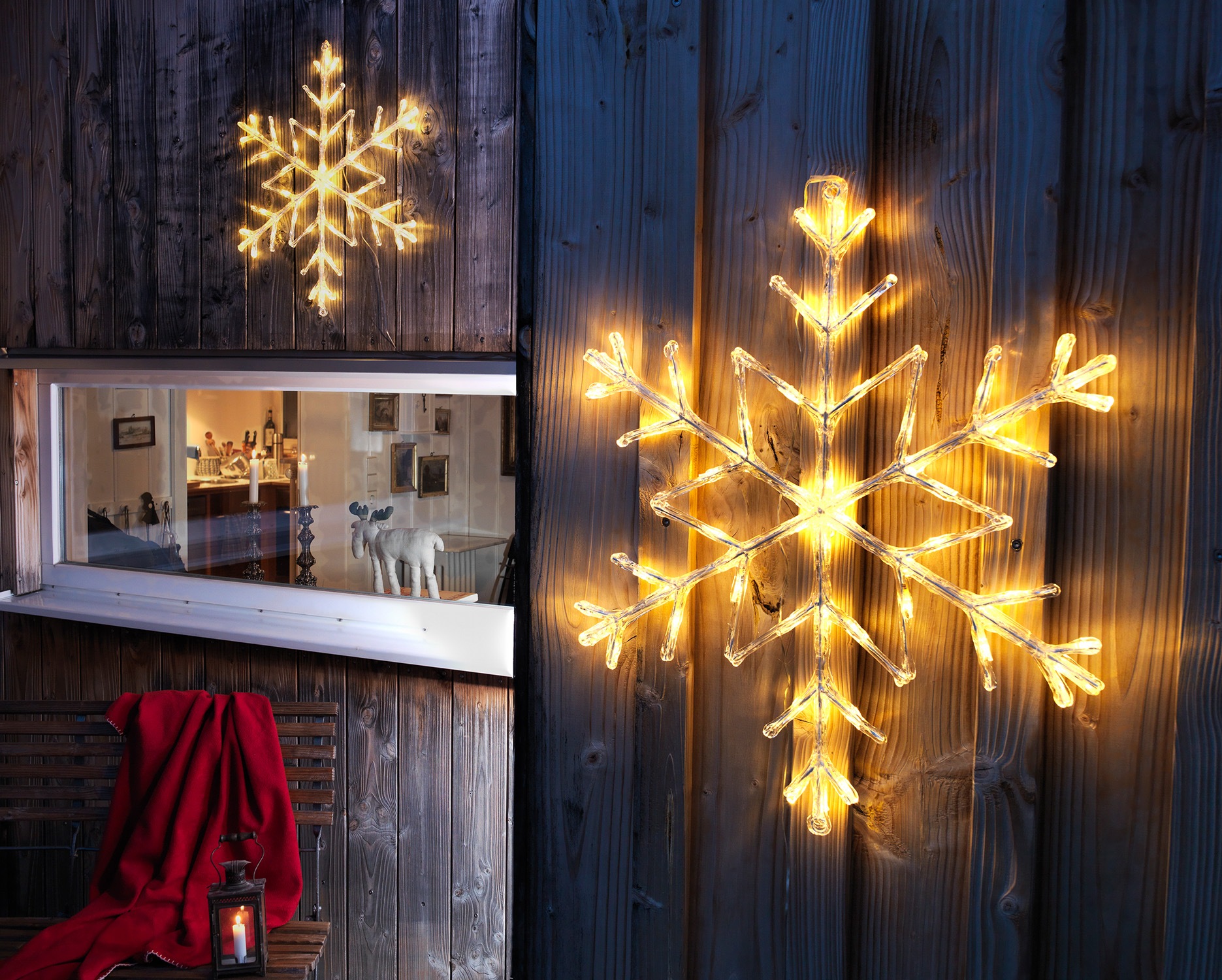 LED Acryl Schneeflocke, mit transparentem Kabel