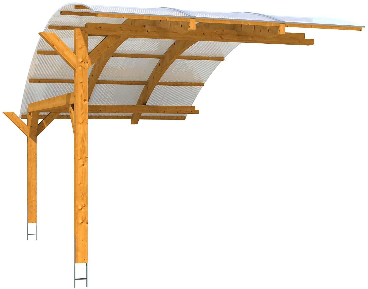 Skanholz Einzelcarport "Schwaben Erweiterung", Leimholz-Fichte, 285 cm, Eiche hell, Erweiterung, 299 x 630 cm