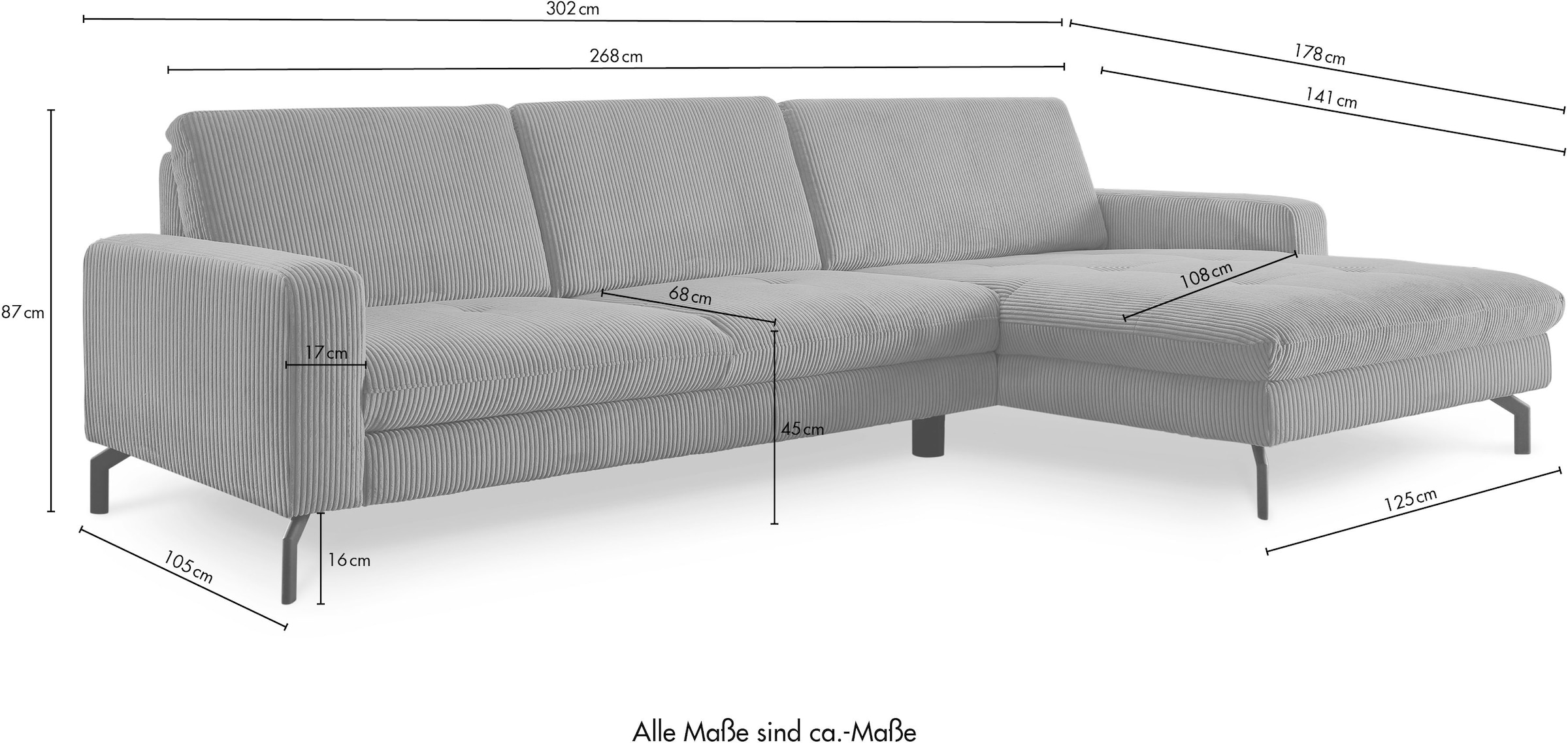 Die PlanBar Ecksofa »MP-IN20110 L-Form«, optional Sitztiefenverstellung, Kopfstützen, Bettfunktion und -kasten