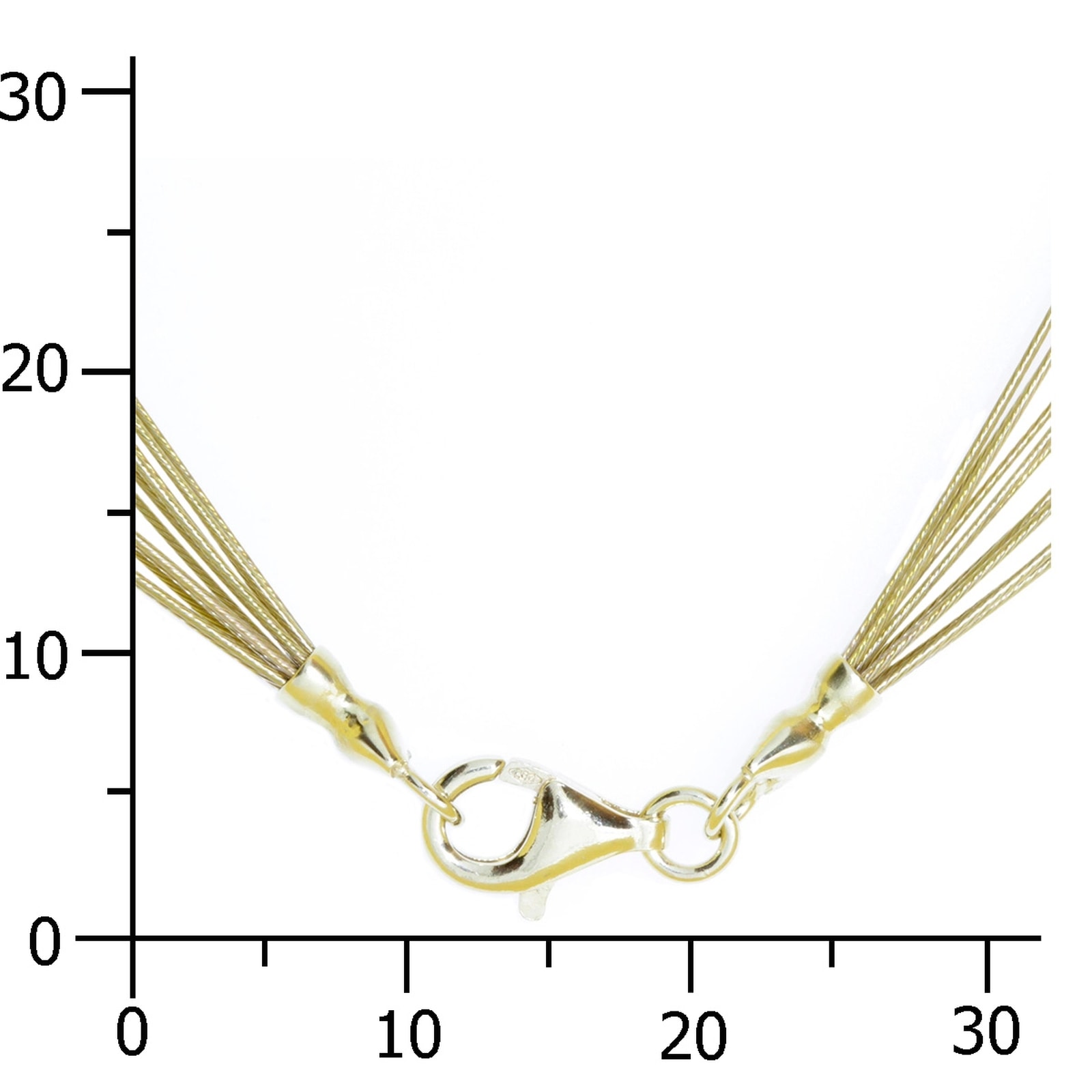 OSTSEE-SCHMUCK Halsreif »- Nyloncollier 13-reihig -goldfarben- - Edelstahl - Verschluß aus Gold 333/000«