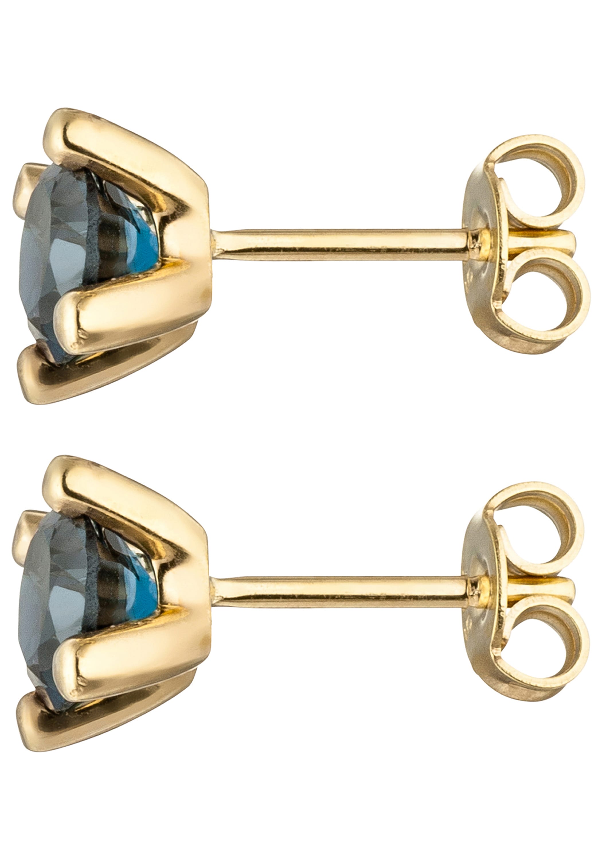 JOBO Paar Ohrstecker 585 Gold mit Blautopas