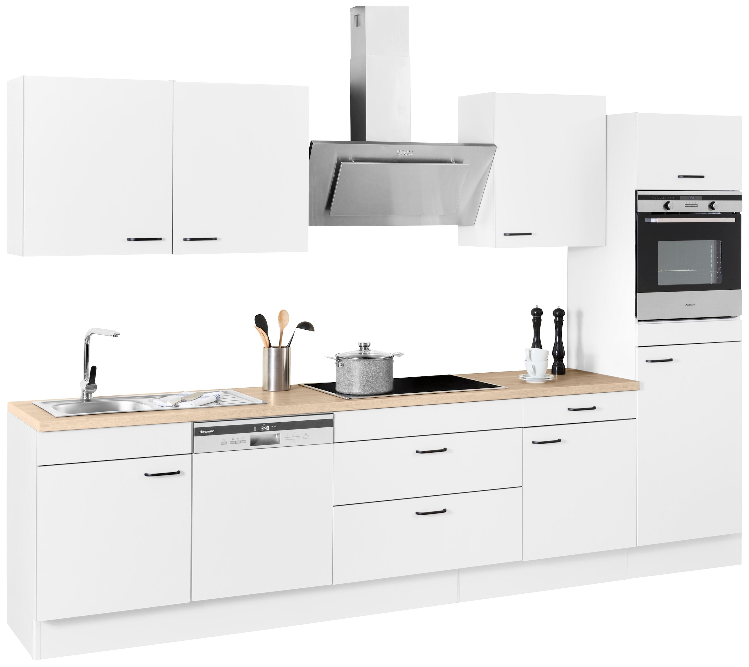cm Premium-Küche, Breite OPTIFIT Soft-Close-Funktion, Vollauszügen, »Elga«, 330 BAUR Küchenzeile | großen kaufen