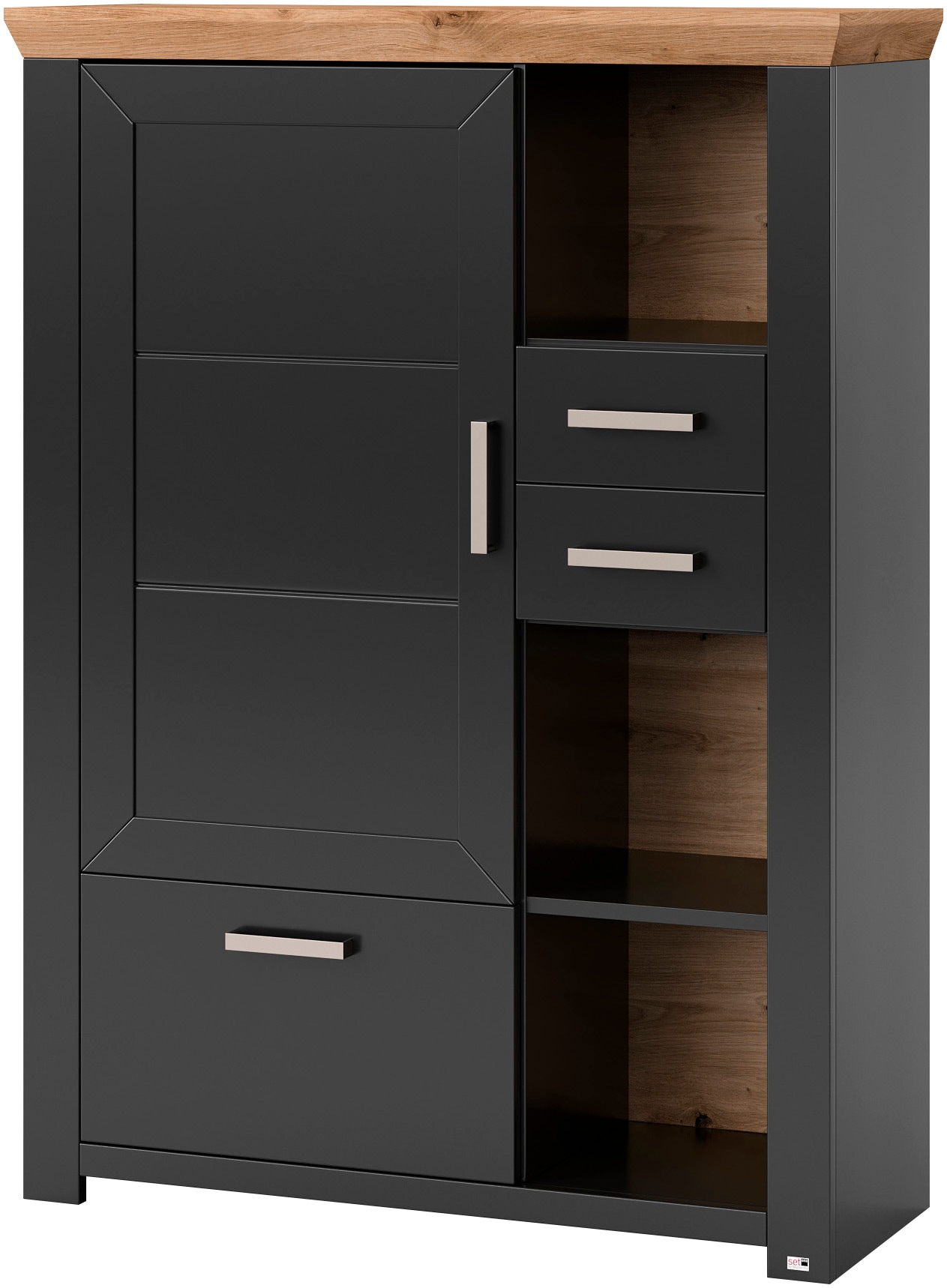 set one by Musterring Highboard »York«, Typ 25 und 26, in 3 Farbvarianten, Beleuchtung optional, Breite 105 cm