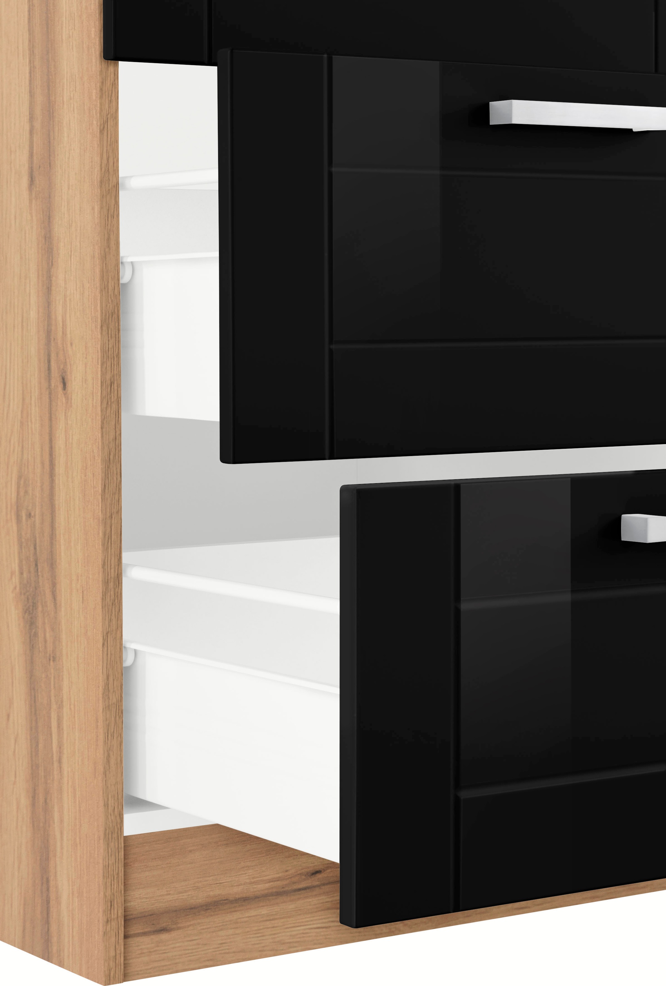 KOCHSTATION Kochfeldumbauschrank »KS-Tinnum«, 60 cm breit, 2 Auszüge, Metallgriffe, MDF Fronten