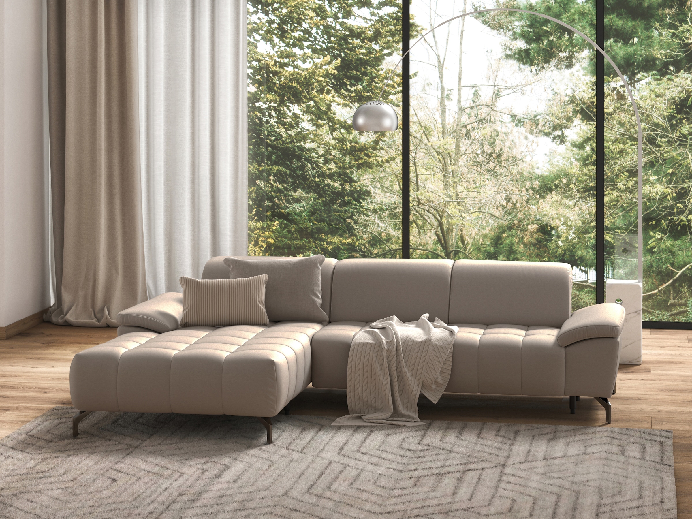 sit&more Ecksofa "Cool L-Form" wahlweise mit Kopfteilverstellung und Vorziehsitz, motorisch