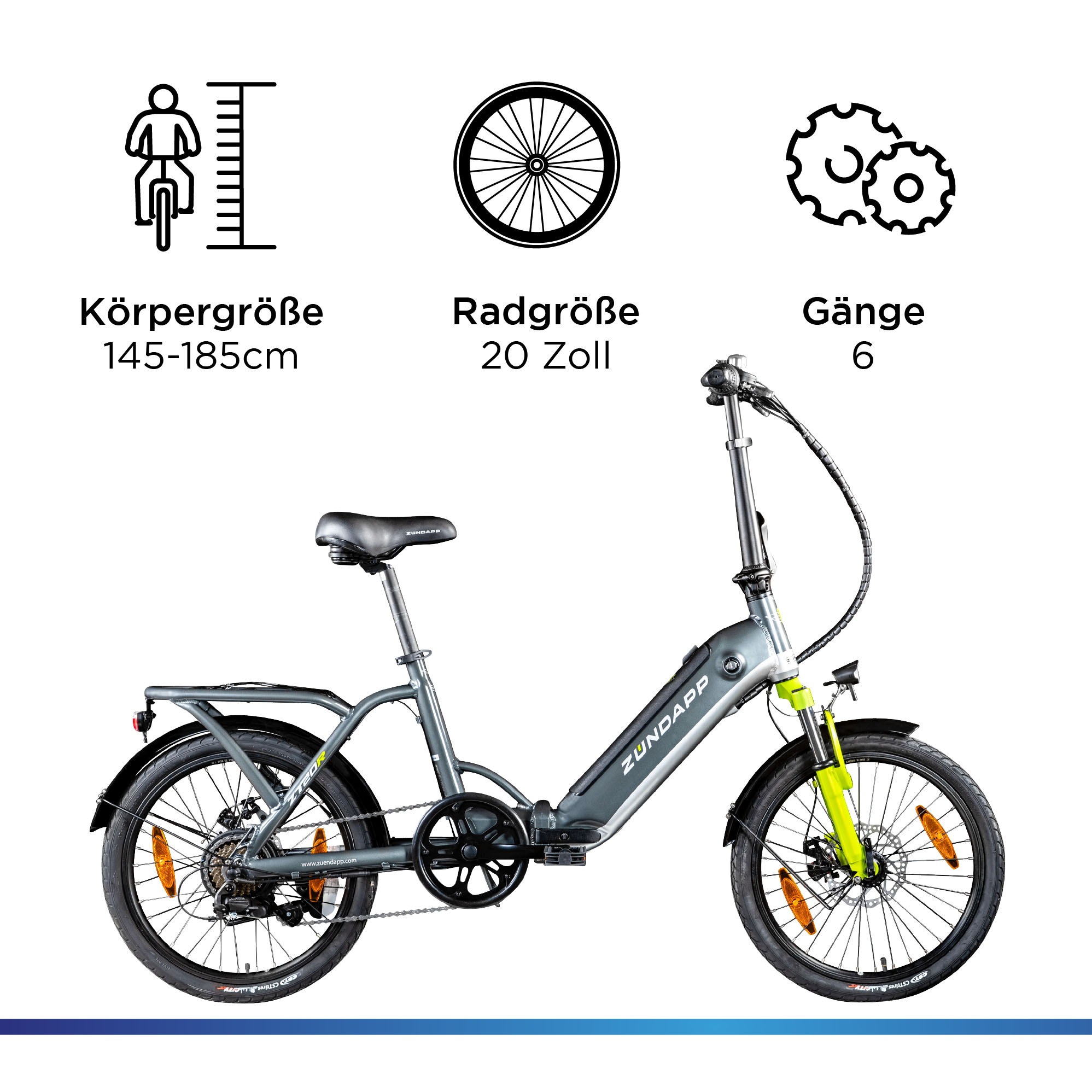 Zündapp E-Bike »ZT20R«, 6 Gang, Heckmotor 250 W, Pedelec, Elektrofahrrad für Damen u. Herren