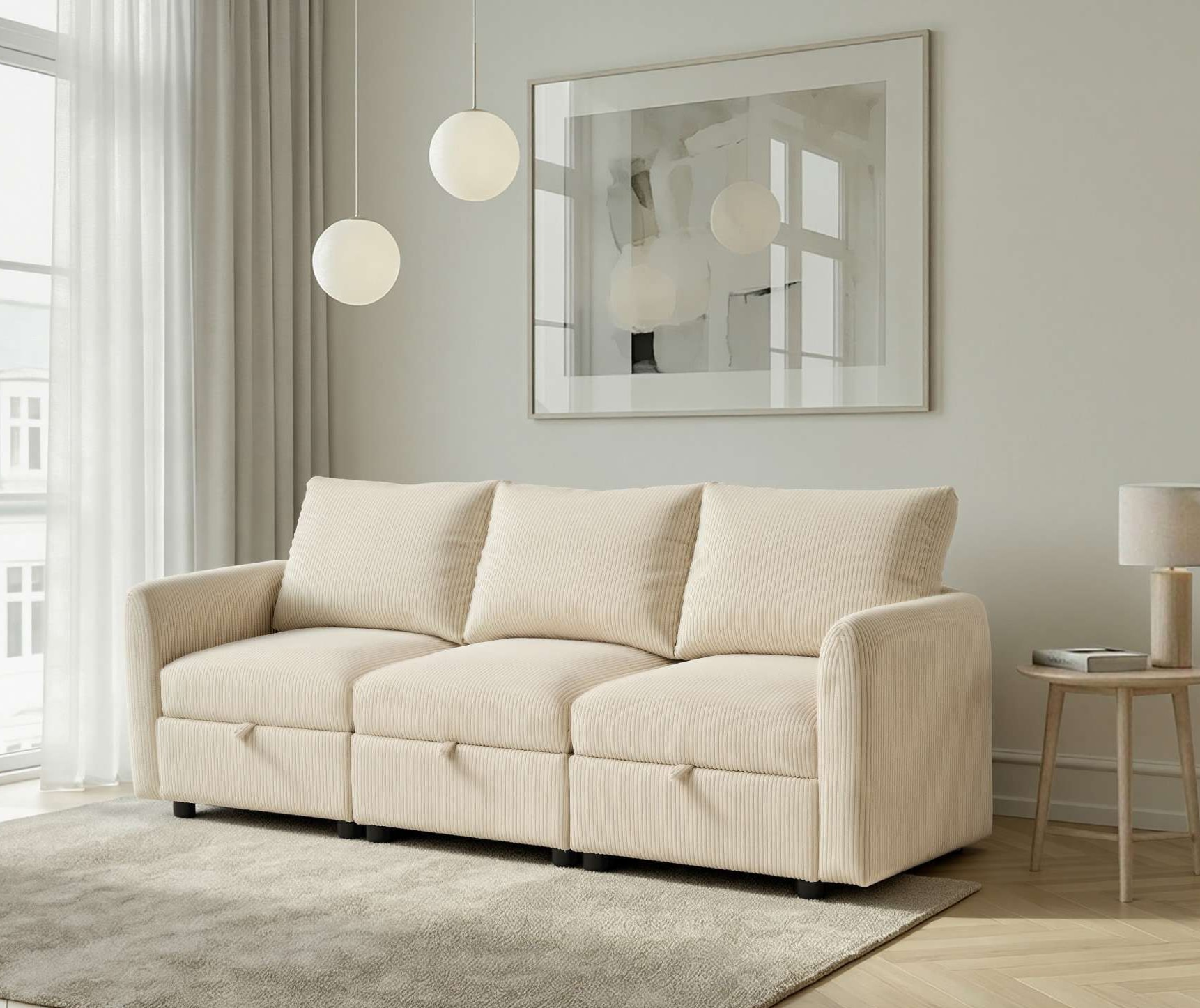 Dorel Home 3-Sitzer »STILHUS Modularsofa mit Stauraum, Breite 220 cm, Cord-Bezug« als Modul oder separat verwendbar - individuell kombinierbar