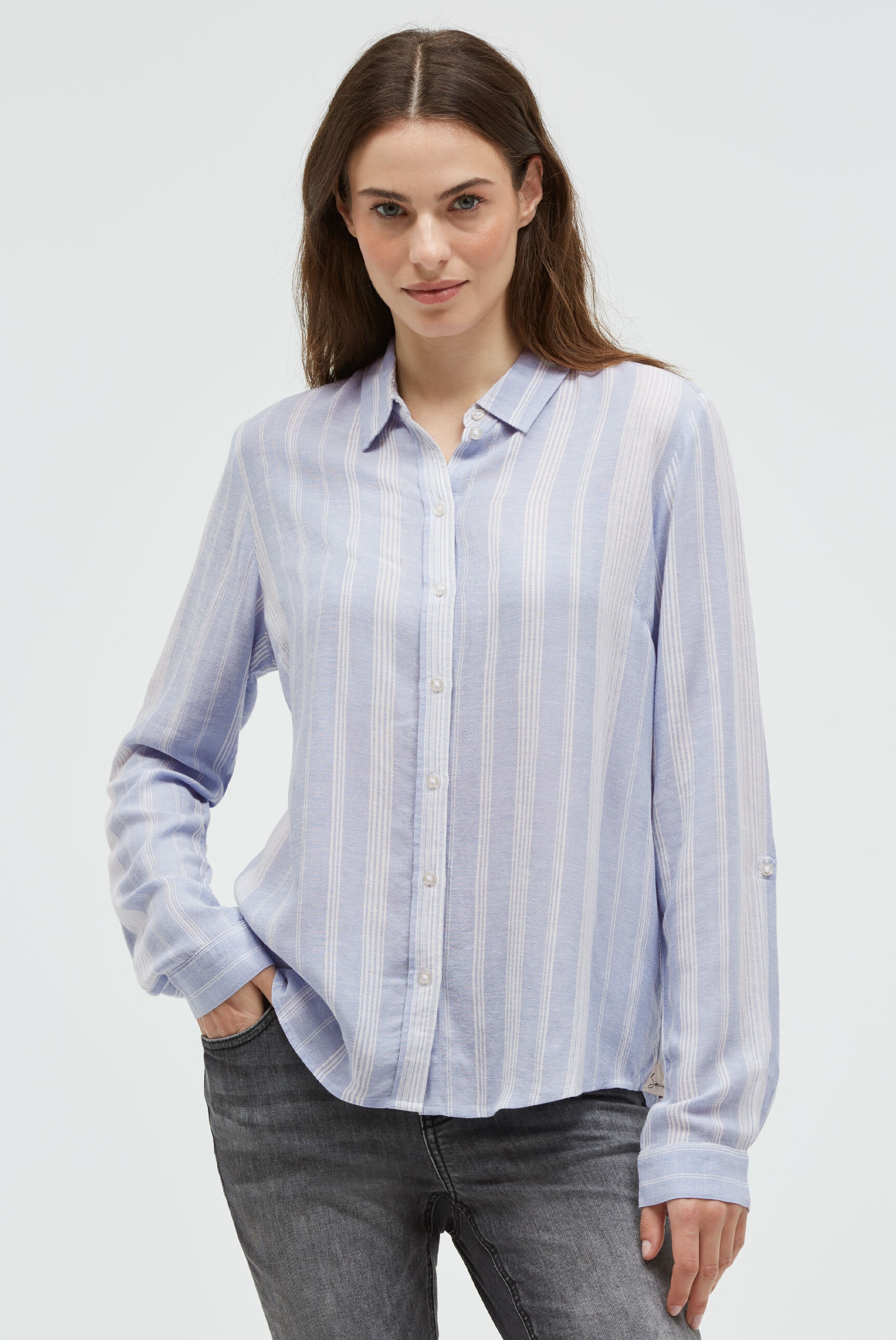 SOCCX Langarmbluse mit Umlegekragen