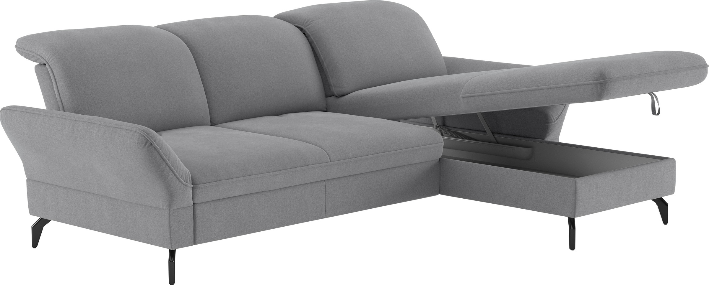 sit&more Ecksofa »Leandro L-Form«, Wahlweise mit Bett-, Kopfteil - und Armlehnfunktion, sowie Bettkasten
