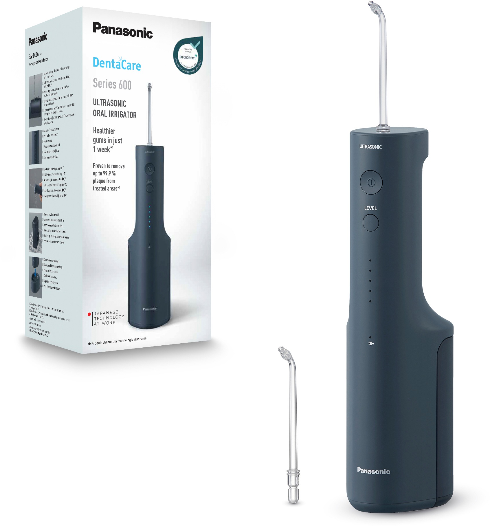 PANASONIC Munddusche "EW-DJ66-A303", blau, Kunststoff, B:65cm H:22cm T:85cm, Mundduschen, Kabellos, Ultraschall-Technologie, 5 Stufen, 200 ml