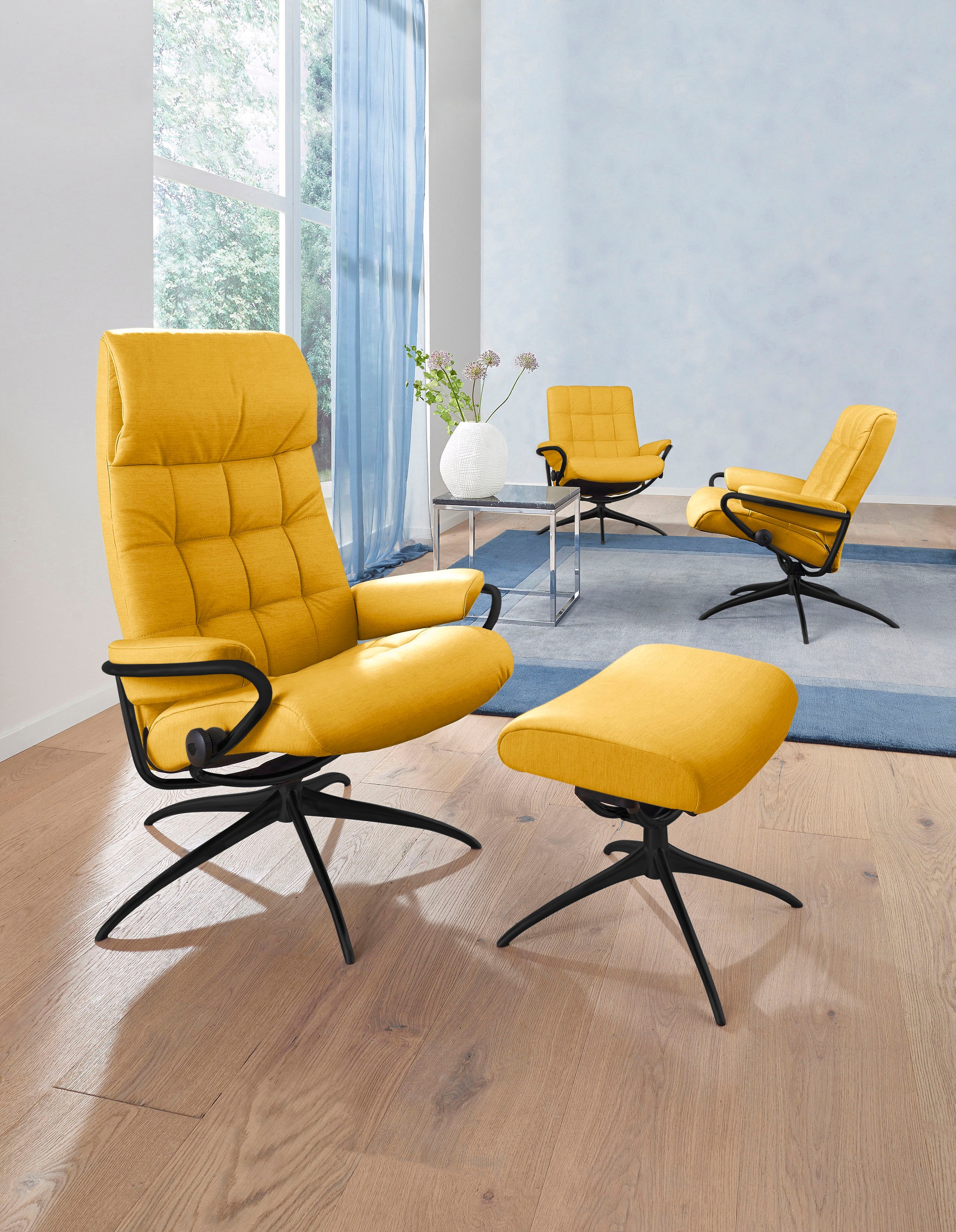 Stressless® Relaxsessel »London«, (Set, Relaxsessel mit Hocker), mit Hocker, High Back, mit Star Base, Gestell Schwarz