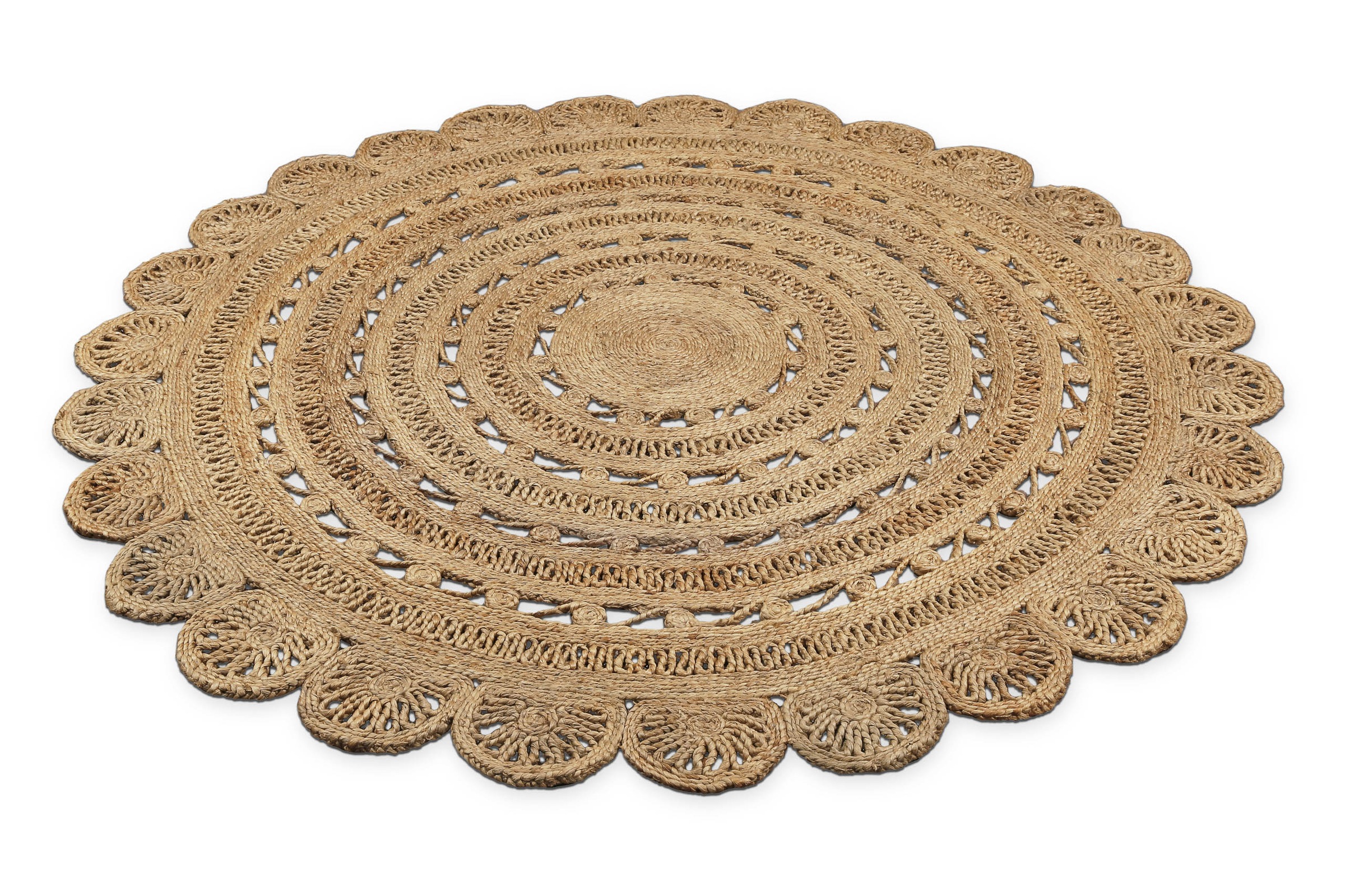 Thumbnail - Green Looop Teppich "Bloom" rund 12 mm Höhe Jute, handgewebt, robust, strapazierfähig, Natur, Wohnzimmer