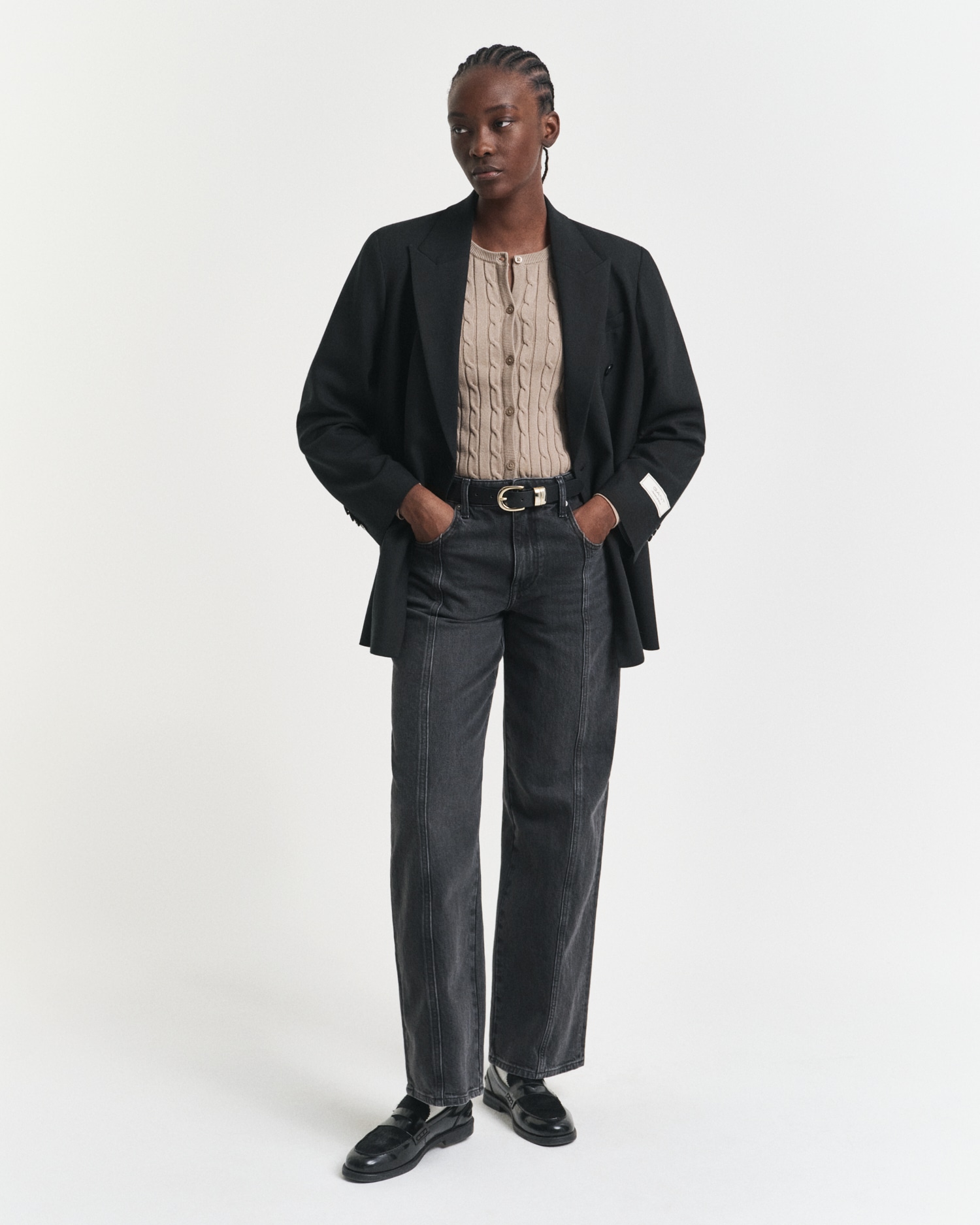 Gant Cardigan »STRETCH COTTON CABLE«, Zopfmuster, Slim Fit, Rundhals