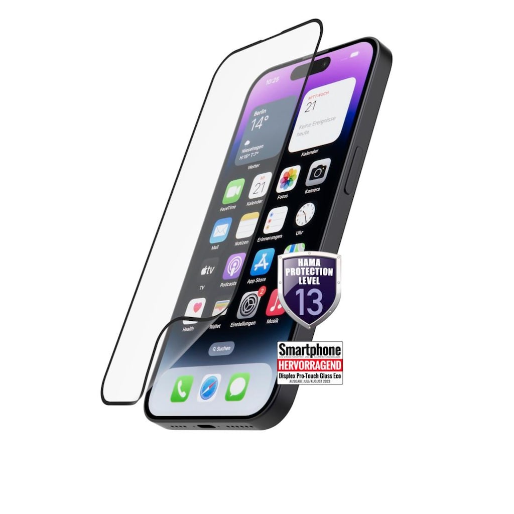 Hama Displayschutzglas »Panzerglas Hiflex Eco für Apple iPhone 15 Pro, Full-Cover flexibel«, für Apple iPhone 15 Pro