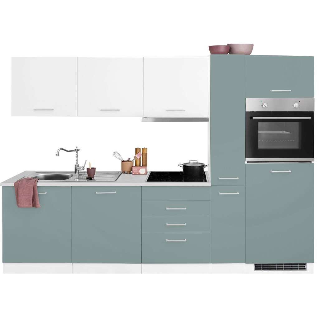 HELD MÖBEL Küchenzeile »Visby«, mit E-Geräten, Breite 270 cm inkl. Kühlschrank
