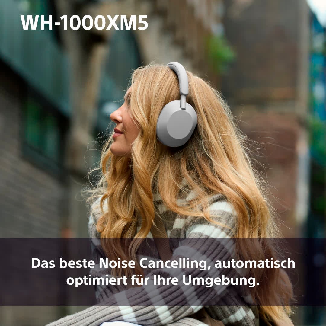 Sony Bluetooth-Kopfhörer »WH1000XM5 kabellos«, A2DP Bluetooth-AVRCP Bluetooth-HFP-HSP-Bluetooth, Multi-Point-Verbindung-Sprachsteuerung-Rauschunterdrückung-Noise-Cancelling-Freisprechfunktion-Hi-Res