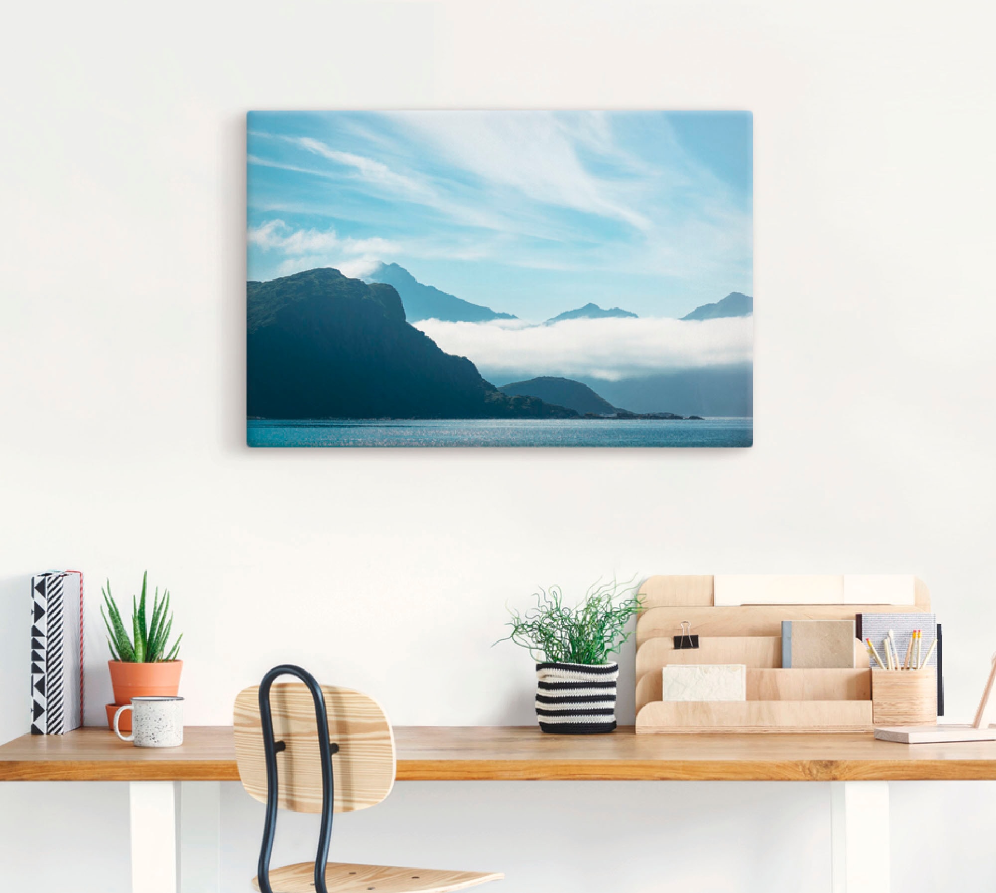 Artland Leinwandbild »Haukland Beach Lofoten« Berge 1 Stk. tlg. auf Holzrahmen gespannt