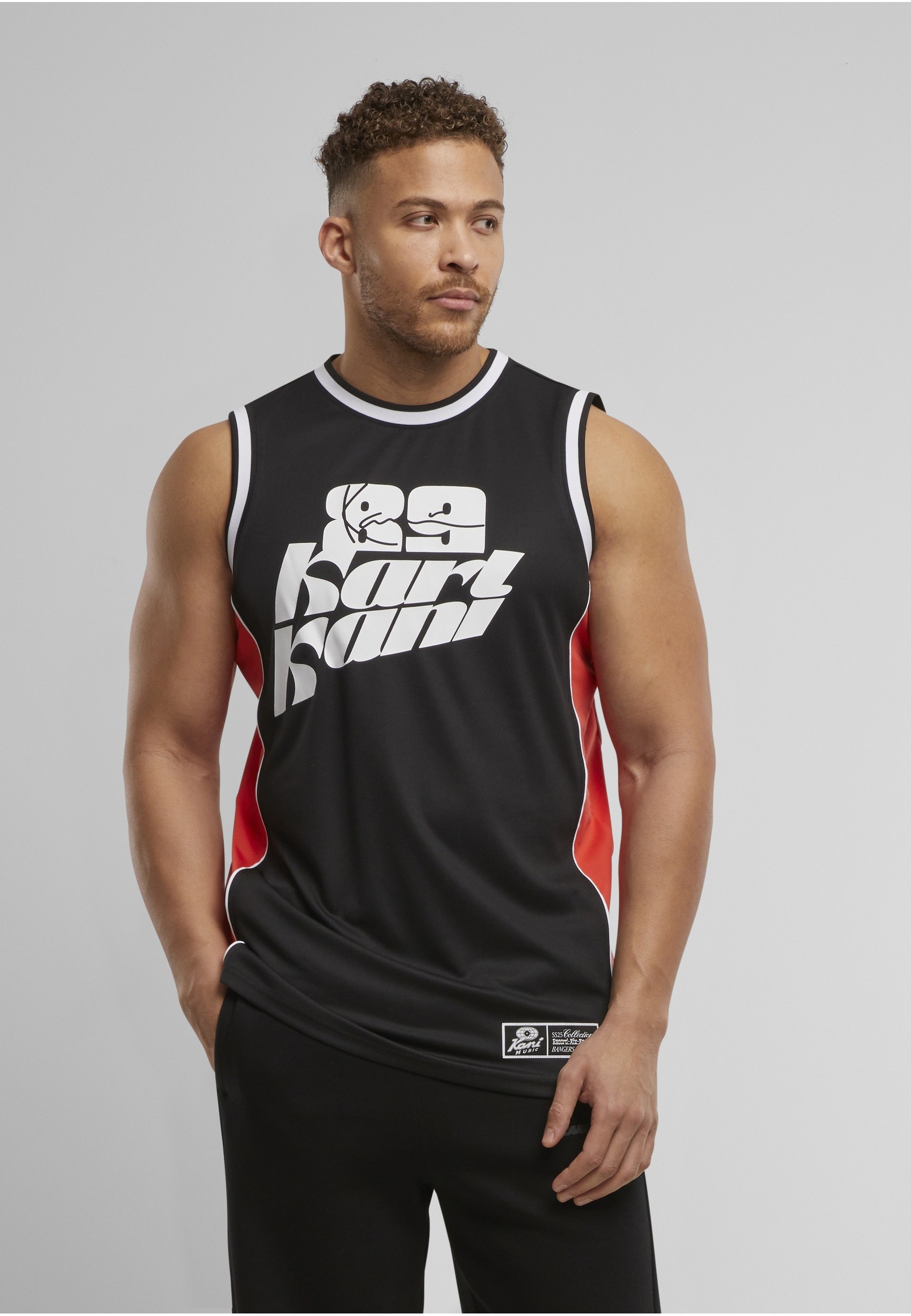 Tanktop KARL KANI "Karl Kani Signature Colorblock Basketball Jersey", Herren, Gr. L, schwarz, rot, 100% Polyester, bedruckt, normal, Tops Tanktop 2