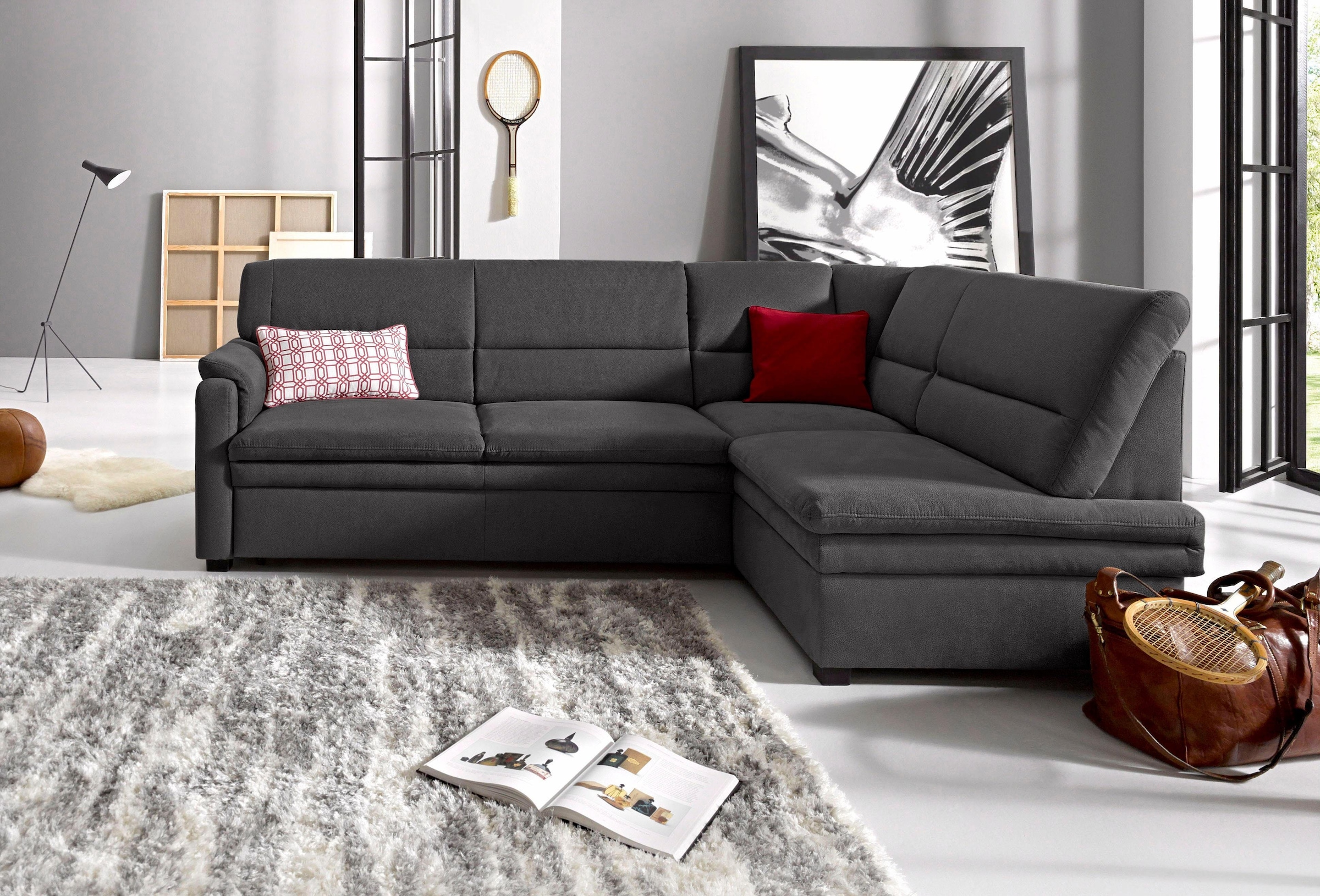 sit&more Ecksofa "Pisa L-Form", mit Federkern, wahlweise mit Bettfunktion