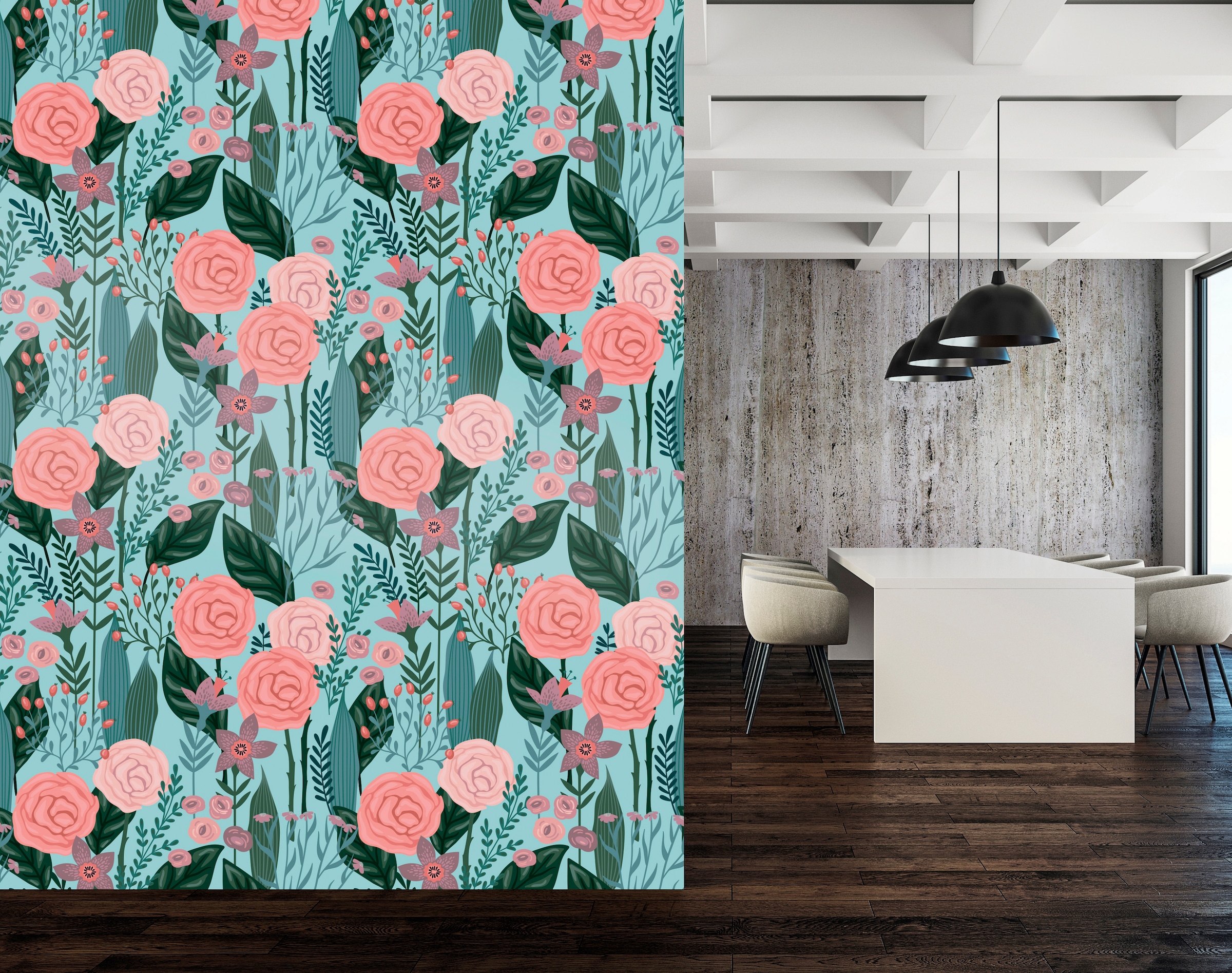 queence Vinyltapete »Gia«, bedruckt-Motiv-botanisch-floral-gemustert-natürlich, 90x250cm, selbstklebend, kinderleichte Anbringung, Sticker