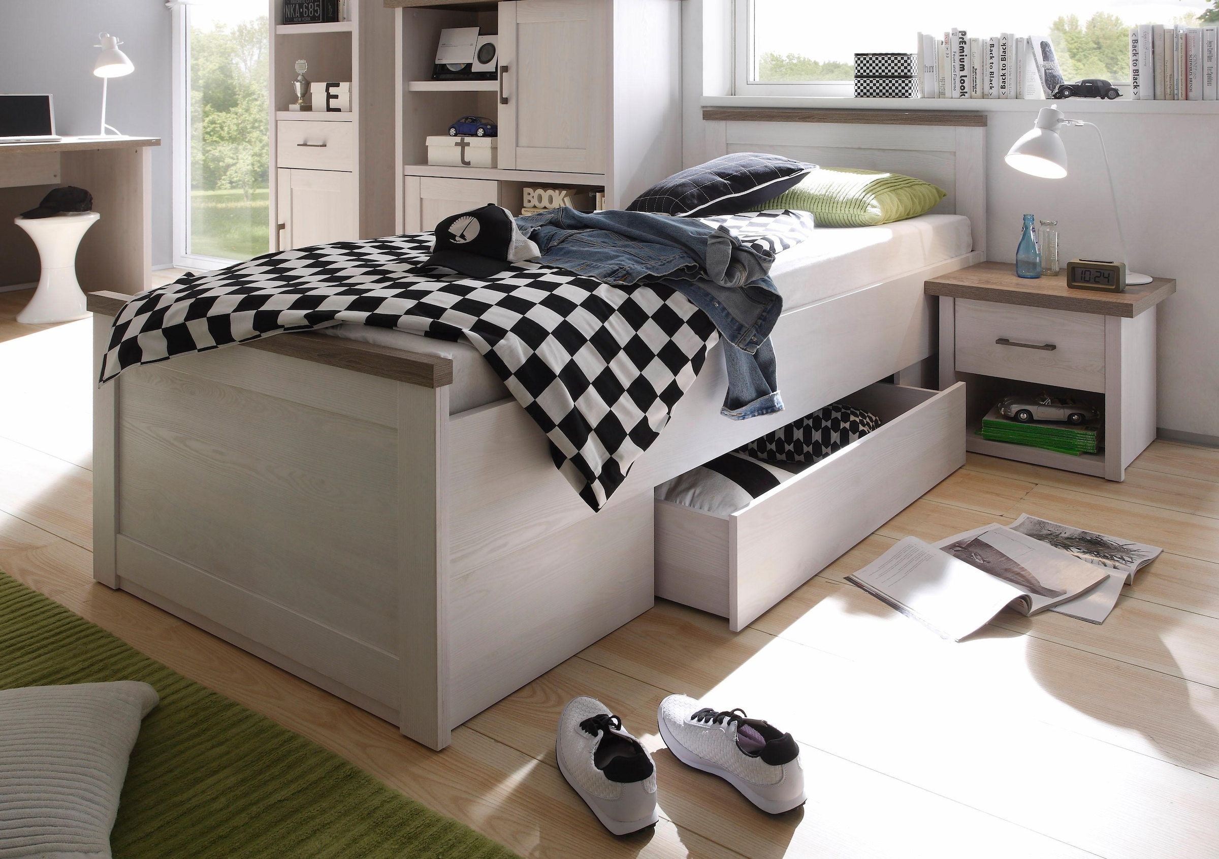 Jugendbett »Luca, Stauraumbett, Landhaus Design, 90x200cm TOPSELLER«, Kinderbett,...