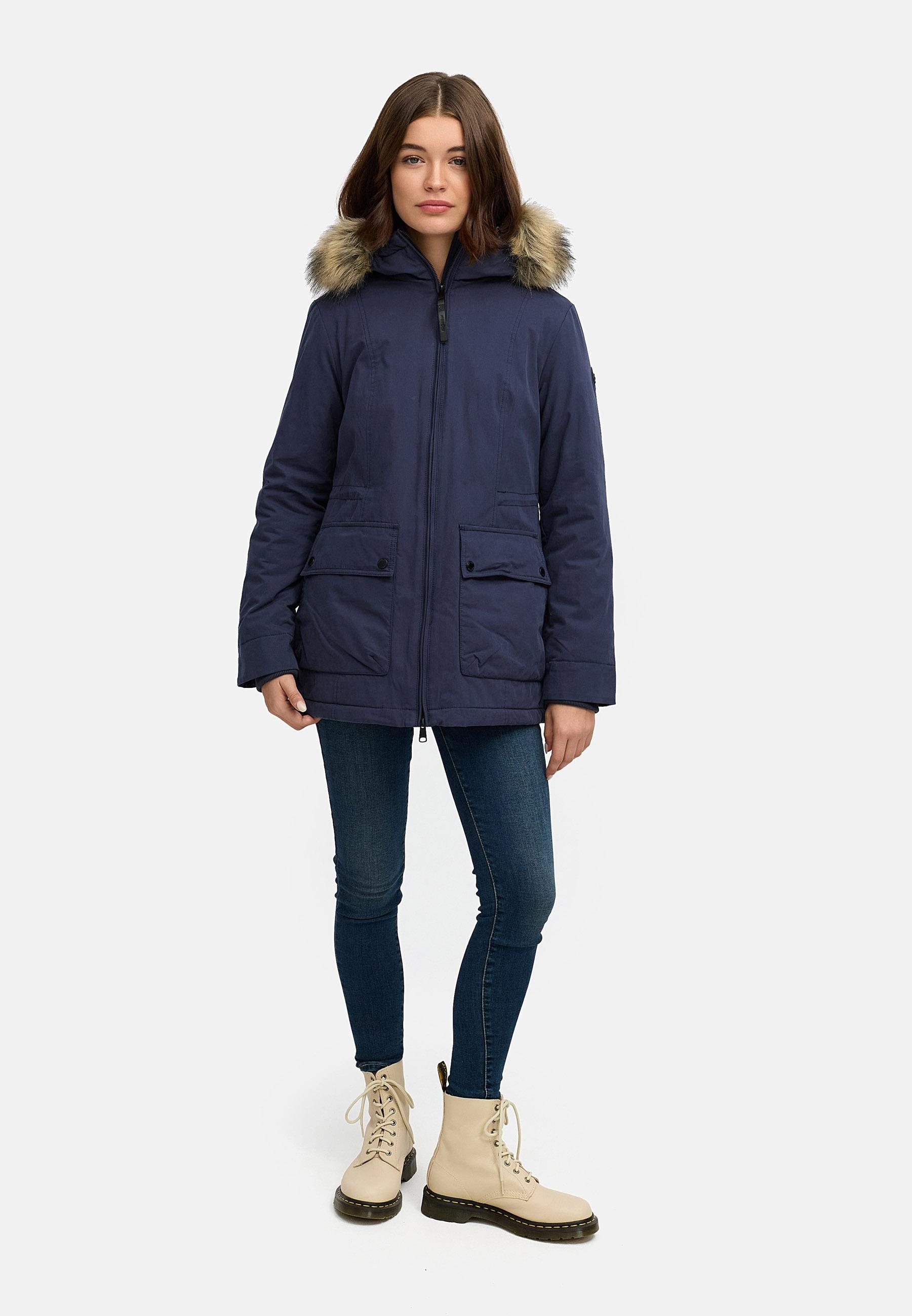 Ragwear Kurzmantel »Monadetta Warm«, Kurzer Wintermantel mit Kunstfellbesatz
