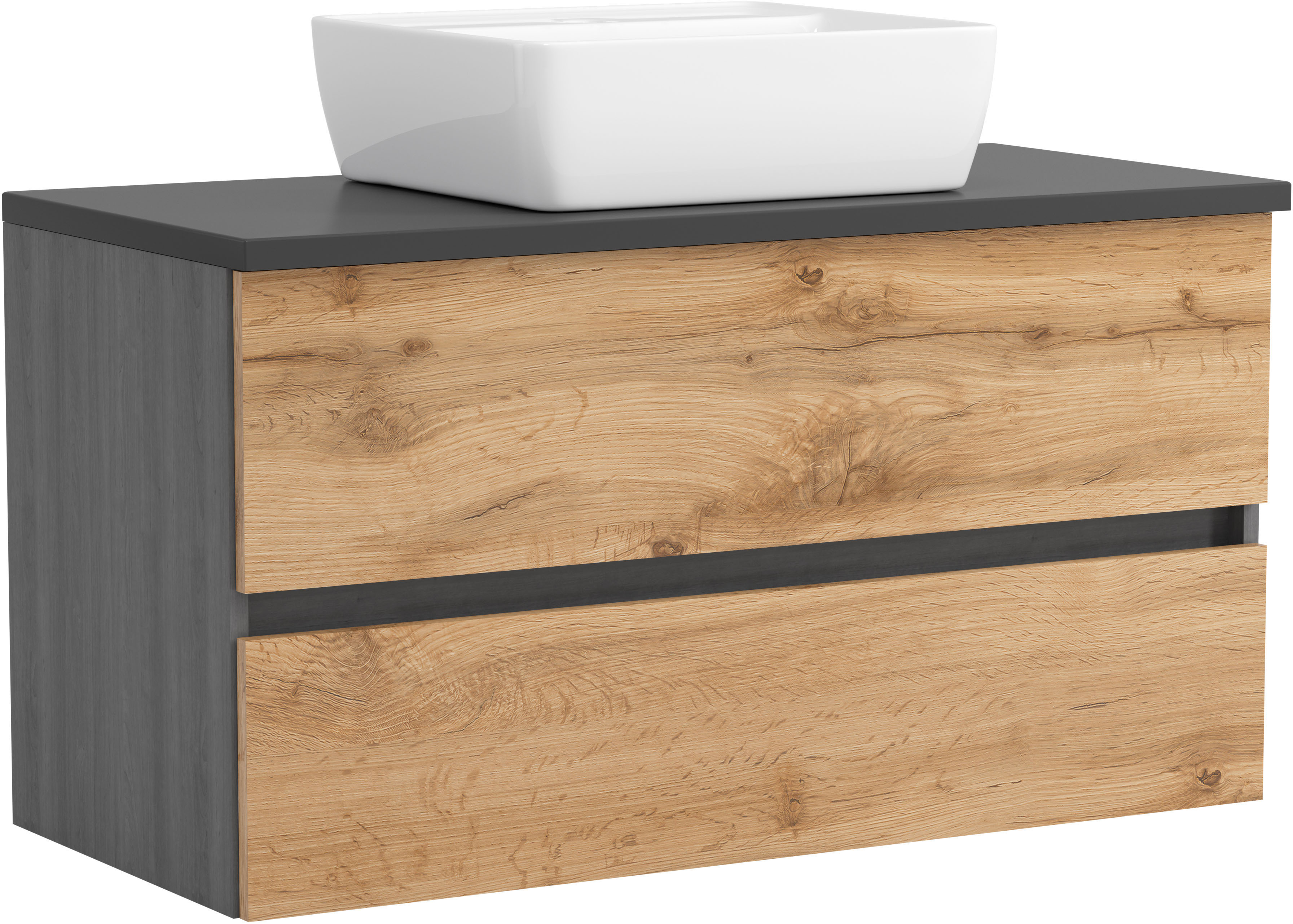 OTTO home "BOZEN, Aufsatz-Waschtisch mit Keramkbecken" Aufsatz-Keramkibecken, grifflose Front