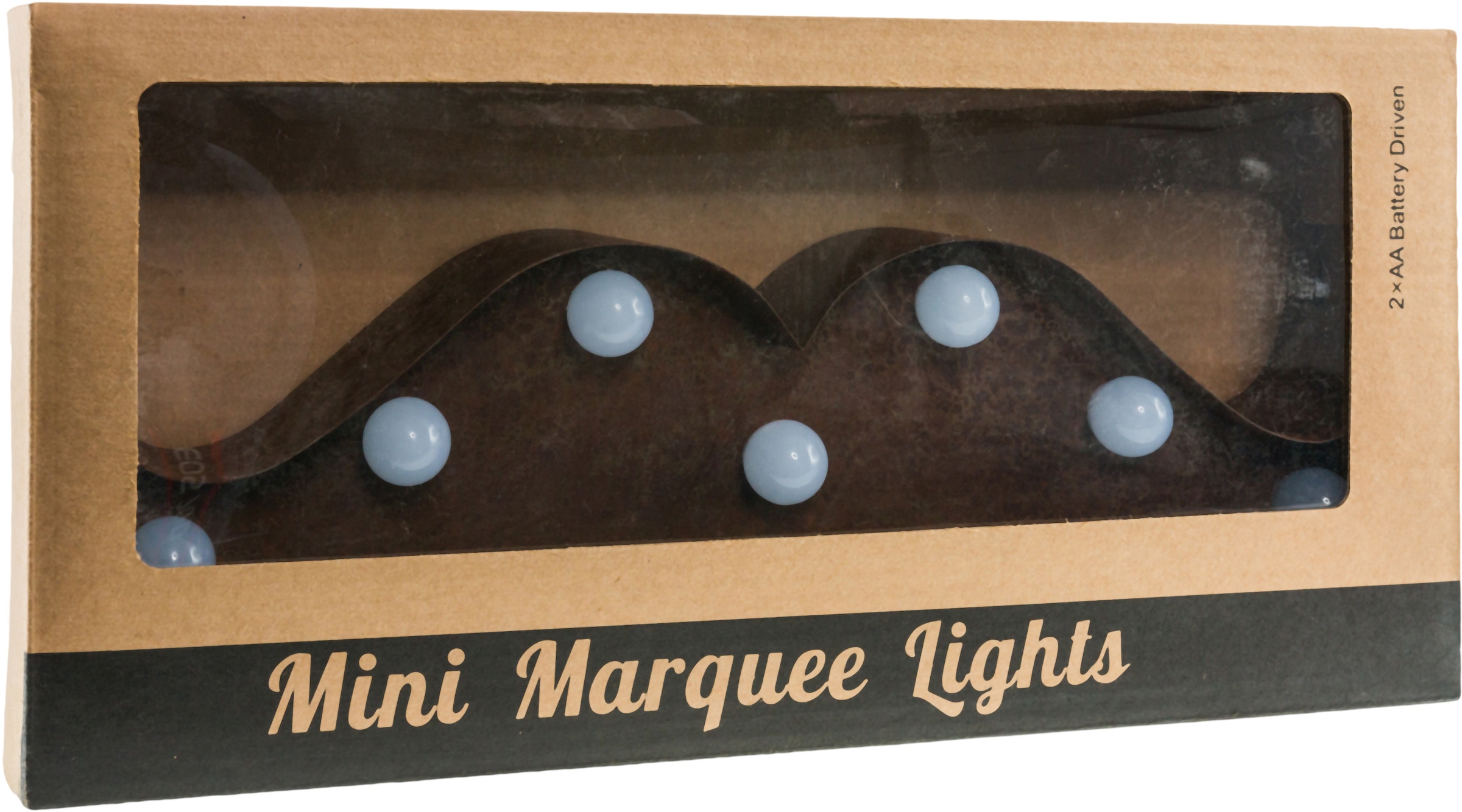 MARQUEE LIGHTS Tischleuchte »Moustache«, 11 flammig-flammig, Wandlampe, Tischlampe Moustache mit 11 festverbauten LEDs - 31x10 cm