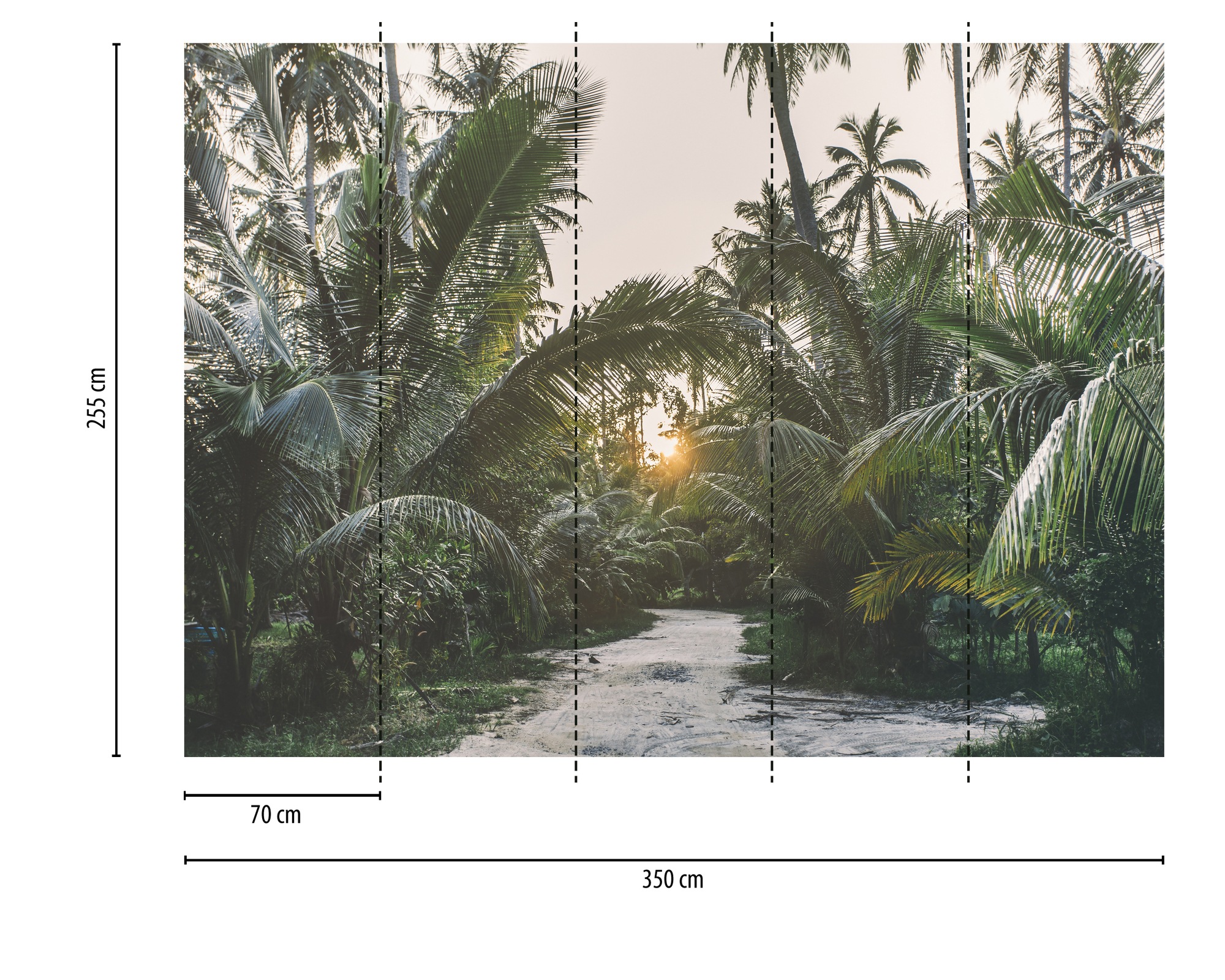 Thumbnail - A.S. Création Vliestapete "Fototapete Tropischer Dschungelweg Grün Palmen" matt strukturiert