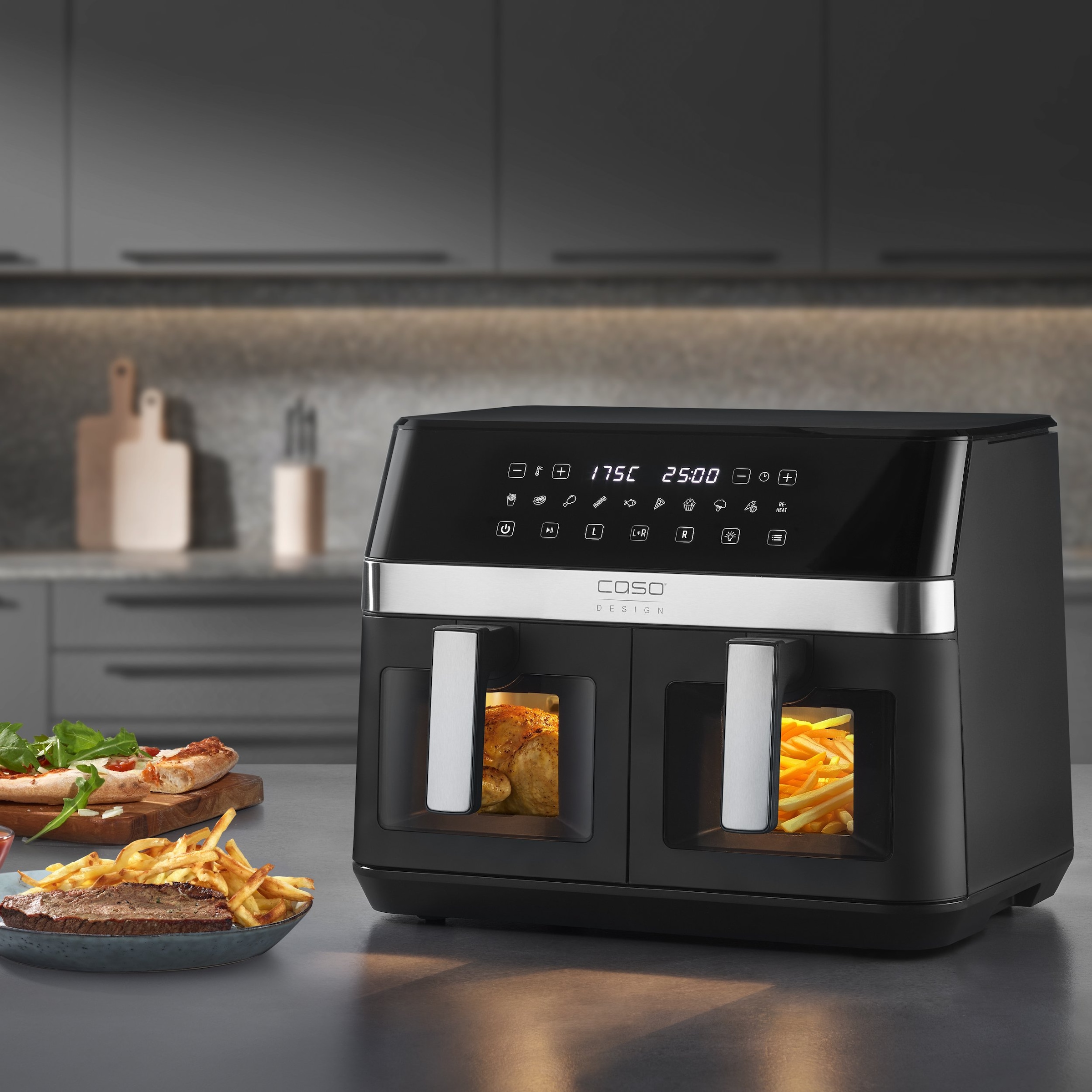 Caso Heißluftfritteuse »3186 Design AirFry DuoChef«, 2200 W, Fassungsvermögen 0 l