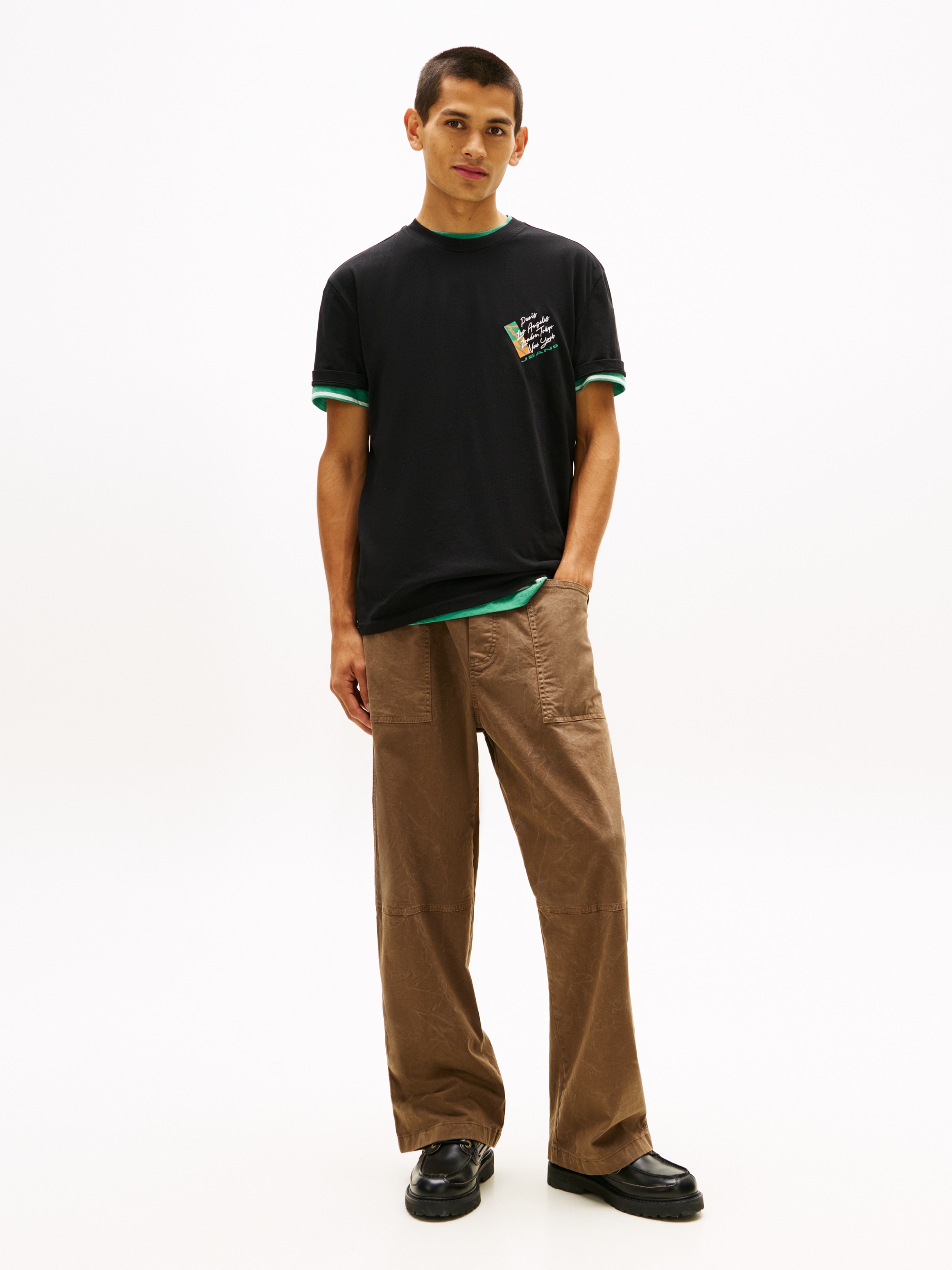 Tommy Jeans T-Shirt »TJM REGULAR FIT SIGN SHIFT« mit Tommy-Logo hinten, Jersey