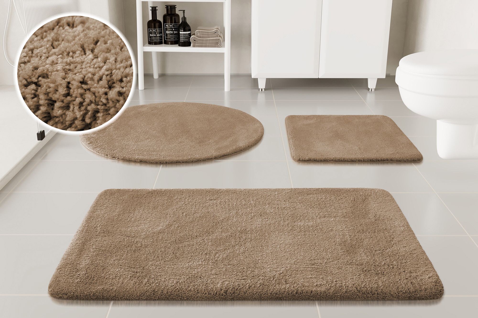 my home Badematte »Neele«, rutschhemmend beschichtet, schnell trocknend, Badteppich, getuftet, modern, Uni, antirutsch, flauschig, hochflor
