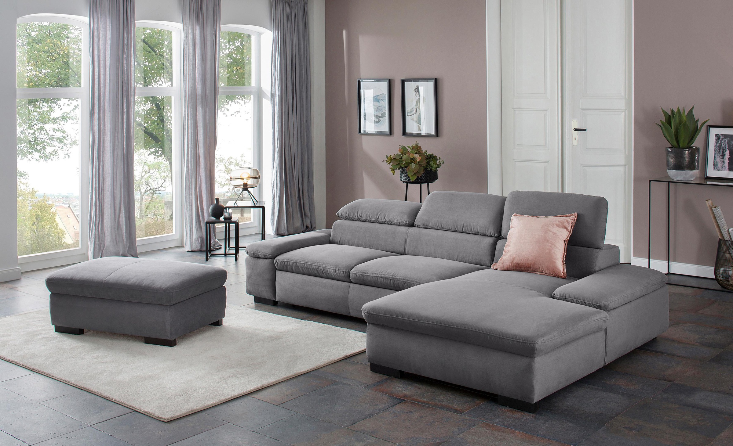 OTTO home Ecksofa "Alberto L-Form" mit Kopfteilverstellung, wahlweise mit Schlaffunktion