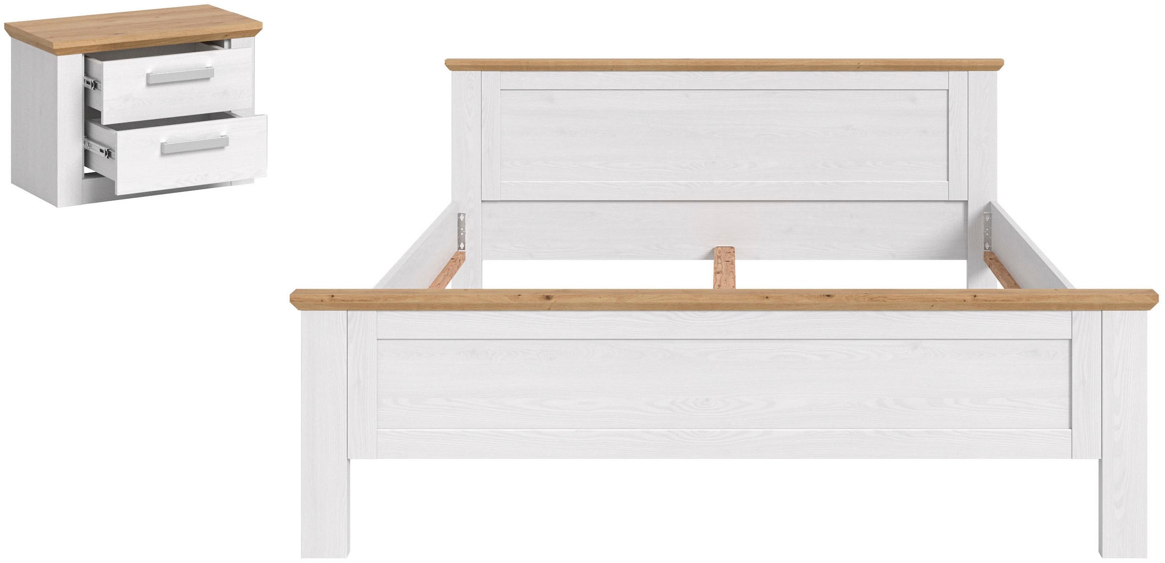 Home affaire Schlafzimmer-Set »COSENZA, TOPSELLER!, 2-teilig., best. aus: Bettgestell & Nachttisch« Matratzengröße 180x200 cm, viel Stauraum, ohne Lattenrost & Matratze, 2 tlg. tlg. Schlafzimmer, Schlafen, Set, Kombination, Bettanlage