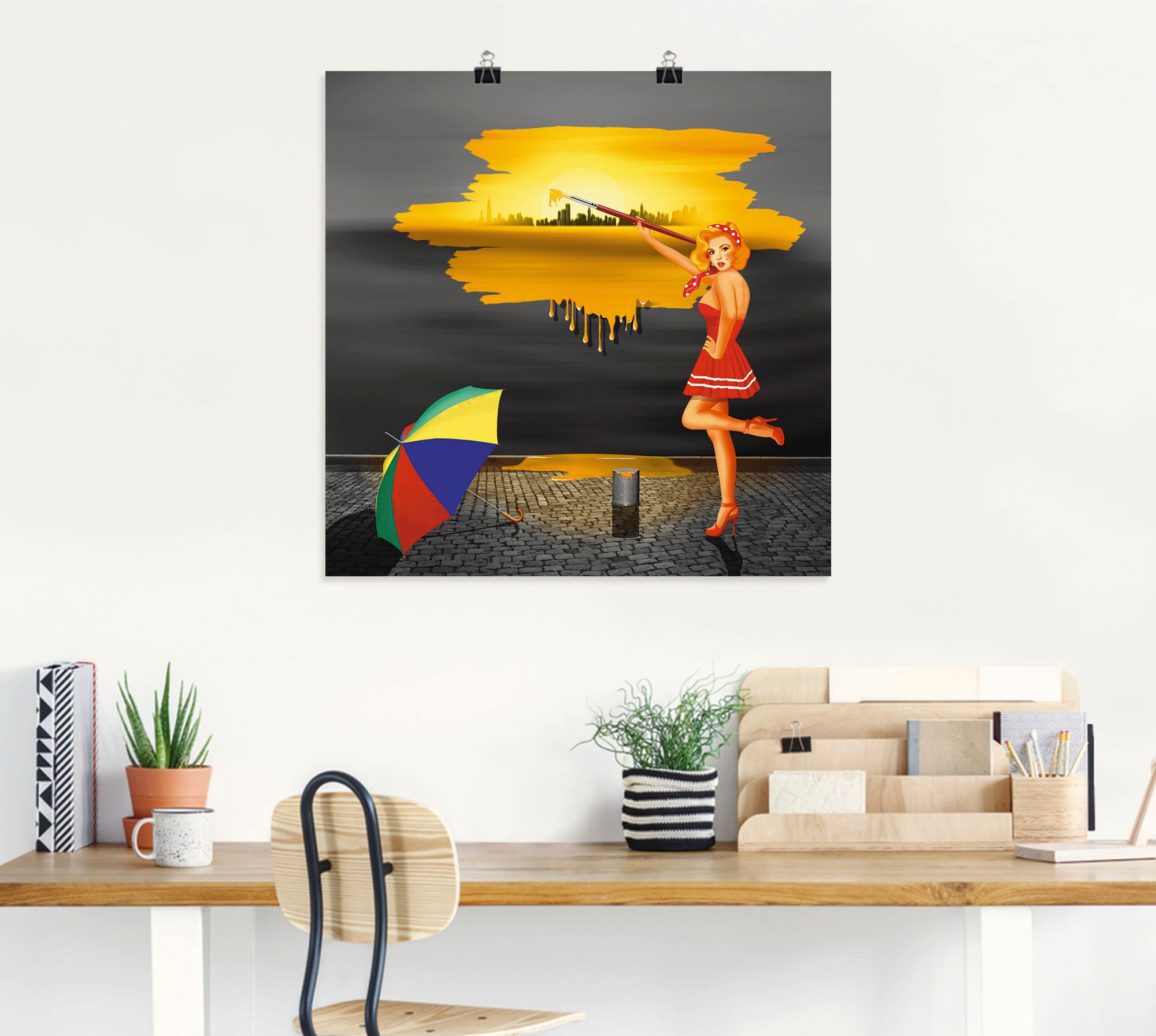 Artland Alu-Dibond-Druck »Ein Künstler malt sein Leben bunt«, Frau, (1 St.), für Innen- und Außenbereich geeignet, Outdoorbild