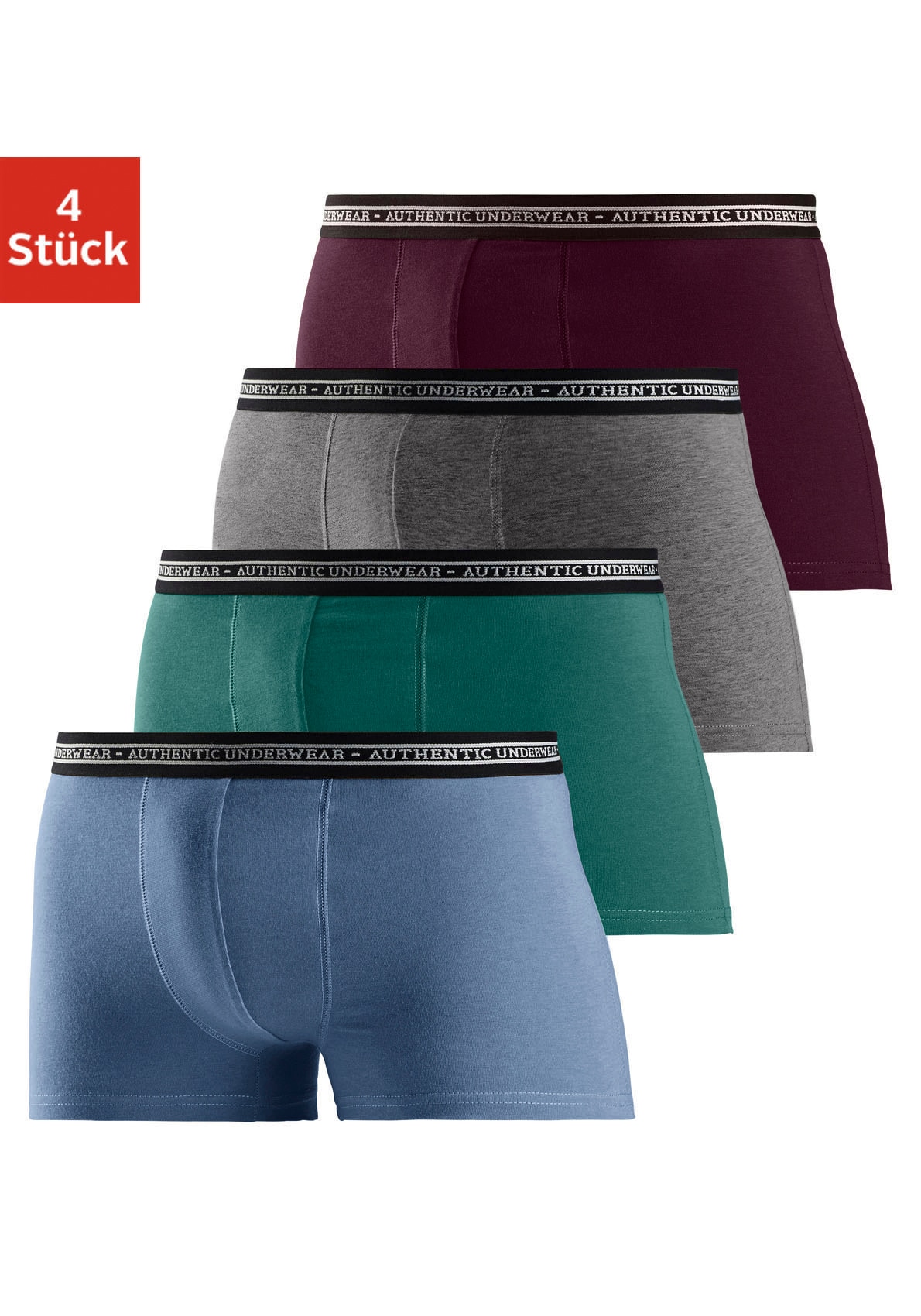 AUTHENTIC LE JOGGER Boxer "Boxershorts für Herren" Packung, 4 Stk., schwarzer Webbund mit Logoschriftzug