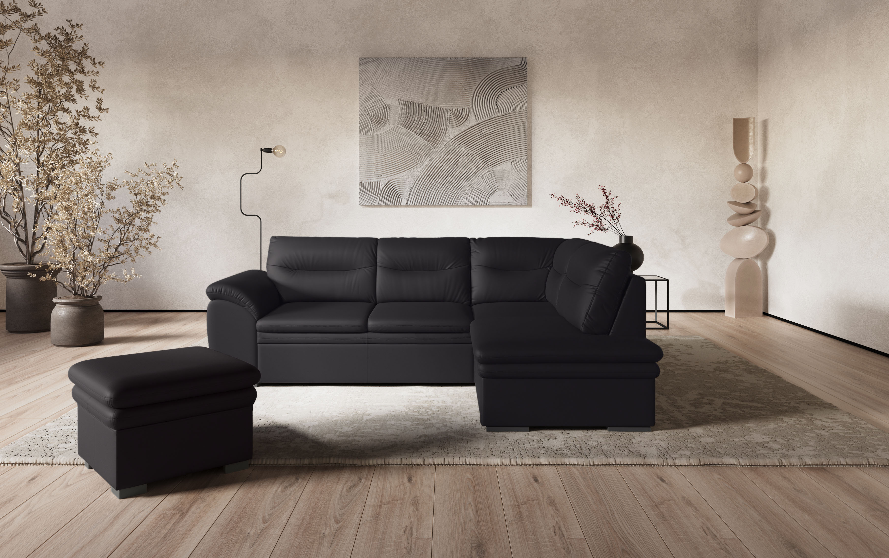 COTTA Ecksofa "Leandra L-Form" wahlweise mit Schlaffunktion & Bettkasten