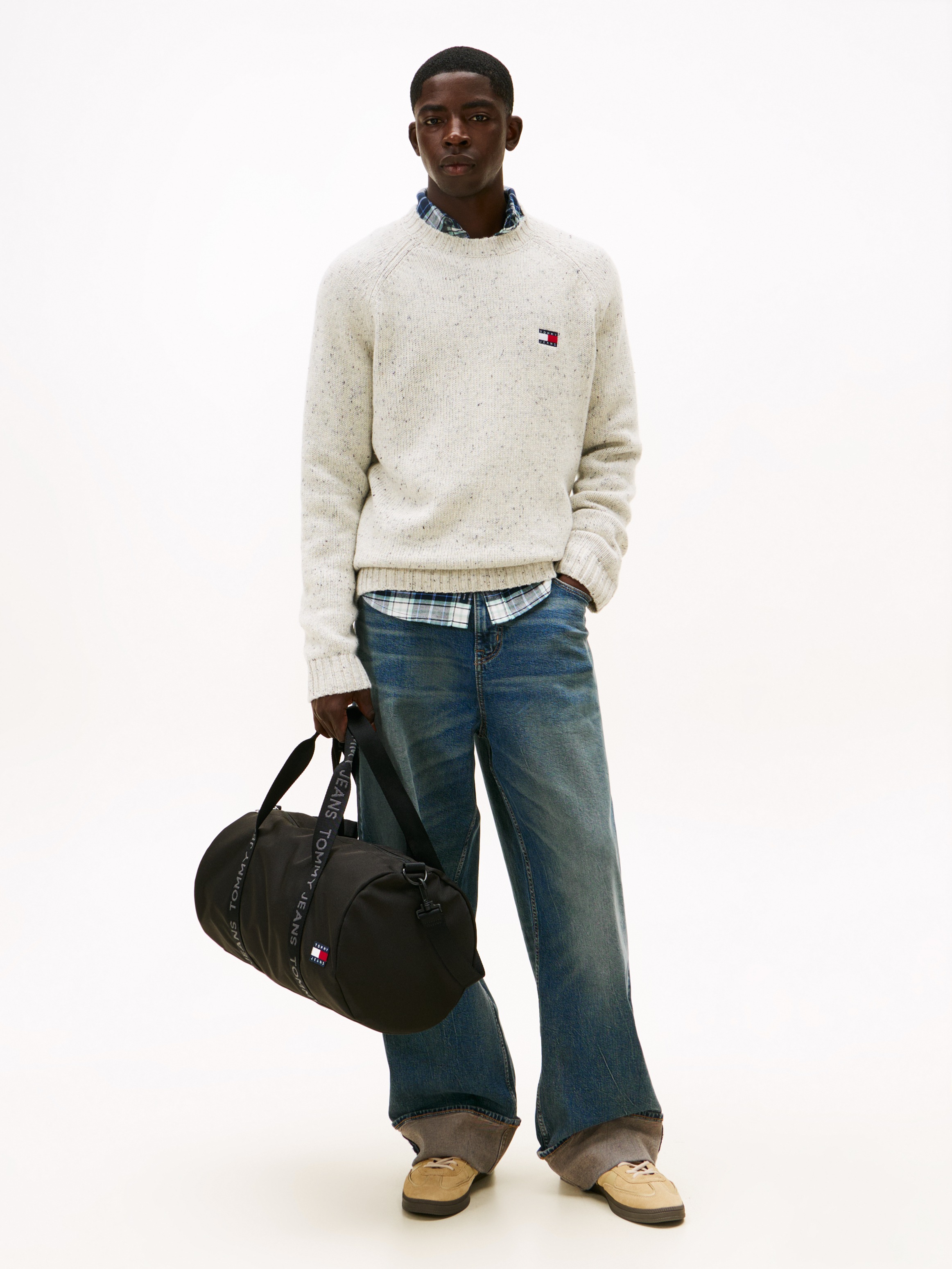 Thumbnail - Tommy Jeans Rundhalspullover "TJM REGULAR BADGE" melierte Optik