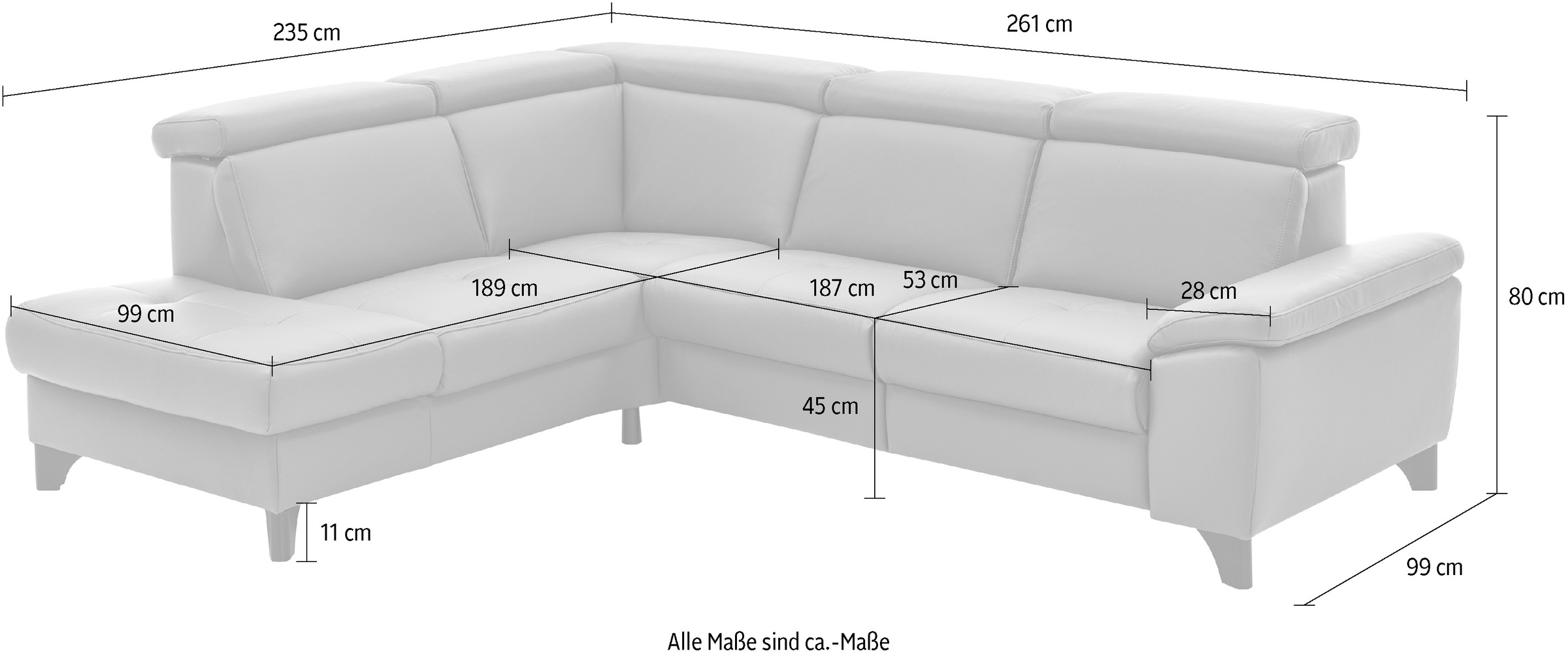 Die PlanBar Ecksofa »PN-EM23166 L-Form«, optional mit Kopfteilverstellung und Stauraum