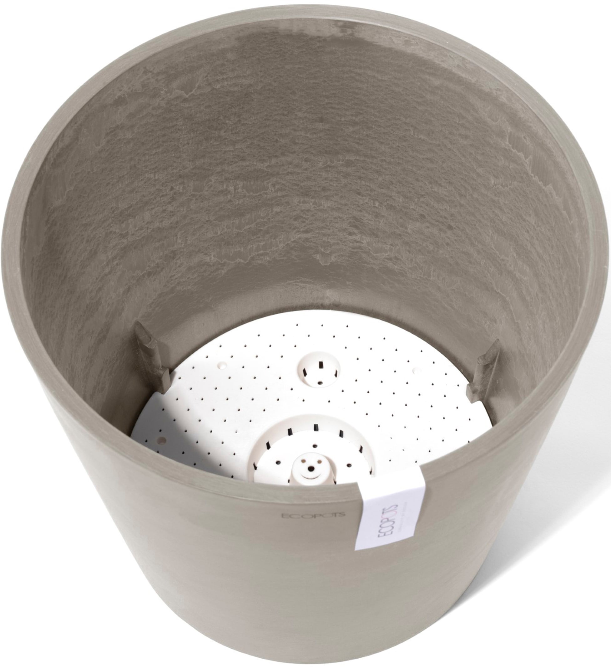 ECOPOTS Blumentopf »Amsterdam 40 + Wassersystem Taupe«, für innen und außen: frostsicher, bruchsicher und lichtbeständig