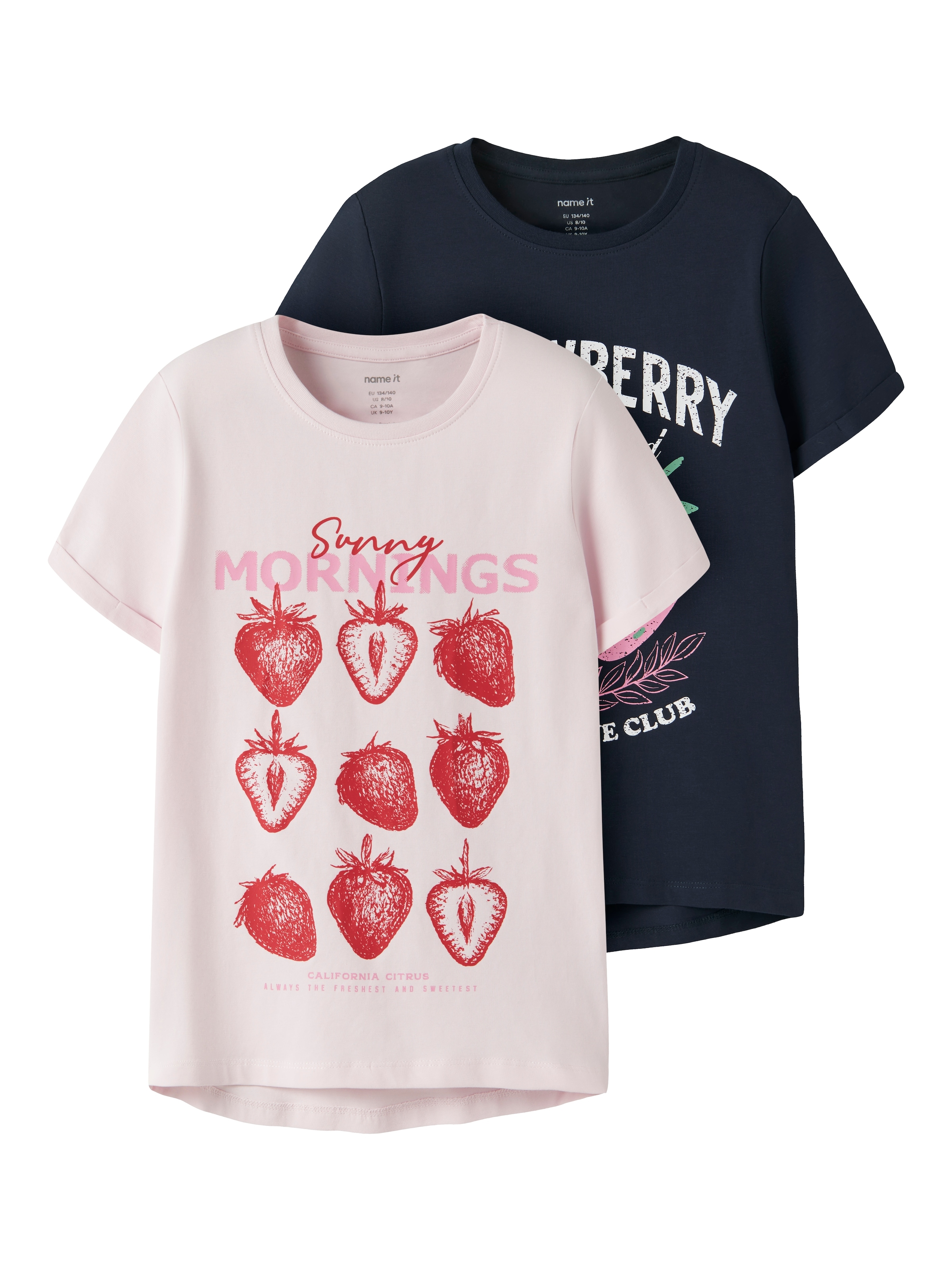 Name It Kurzarmshirt "NKFVIX 2P SS TOP" Packung, 2 Baumwollmischung, normal geschnitten
