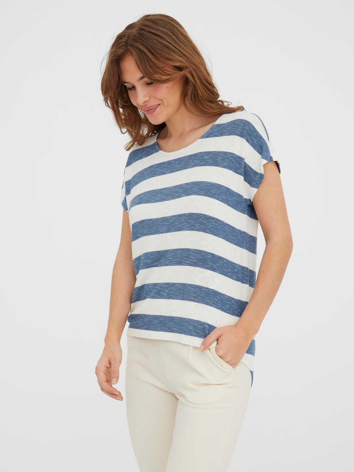 Vero Moda Kurzarmshirt "VMWIDE STRIPE SL TOP GA JRS NOOS" Viskosemischung günstig online kaufen