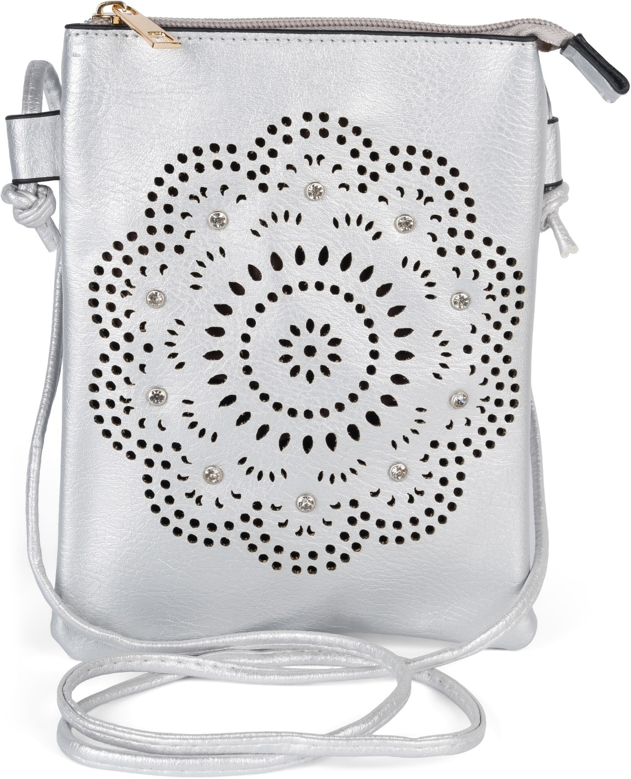 styleBREAKER Mini Bag "Mini Umhängetasche Blumen Cutout und Strass"