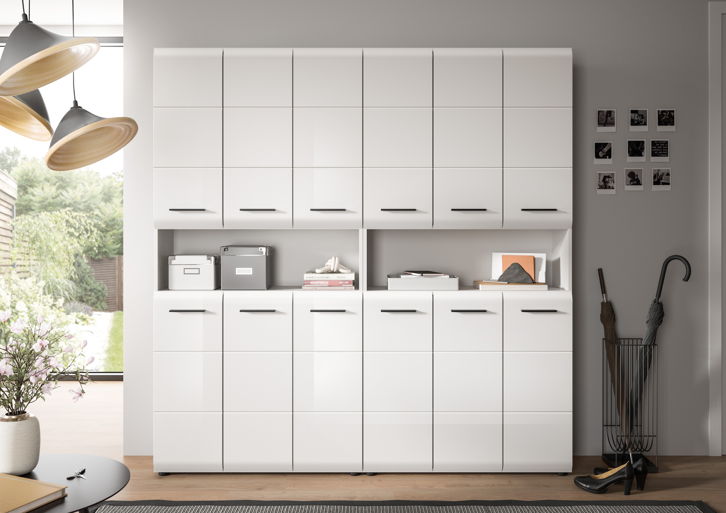 INOSIGN Badezimmer-Set, (Set, 2 St.), Florenz, Badkombination 2-tlg. Weiß hochglanz, Mehrzweckschränke