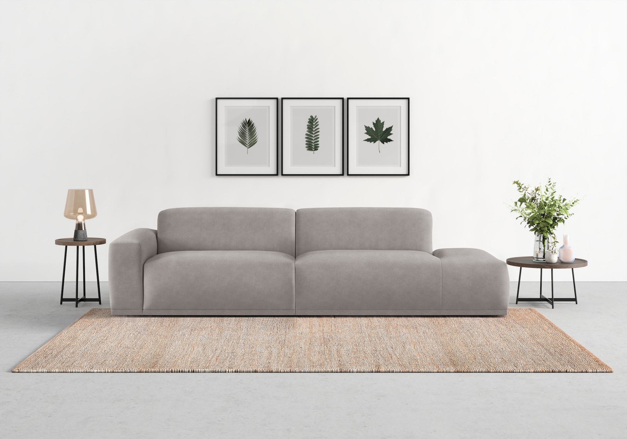 TRENDMANUFAKTUR Big-Sofa "Braga, mit hochwertigem Kaltschaum, Megasofa, Japandi-Design" modernes Big-Sofa, Couch mit hohem Sitzkomfort, 277/72/107 cm (B/H/T)